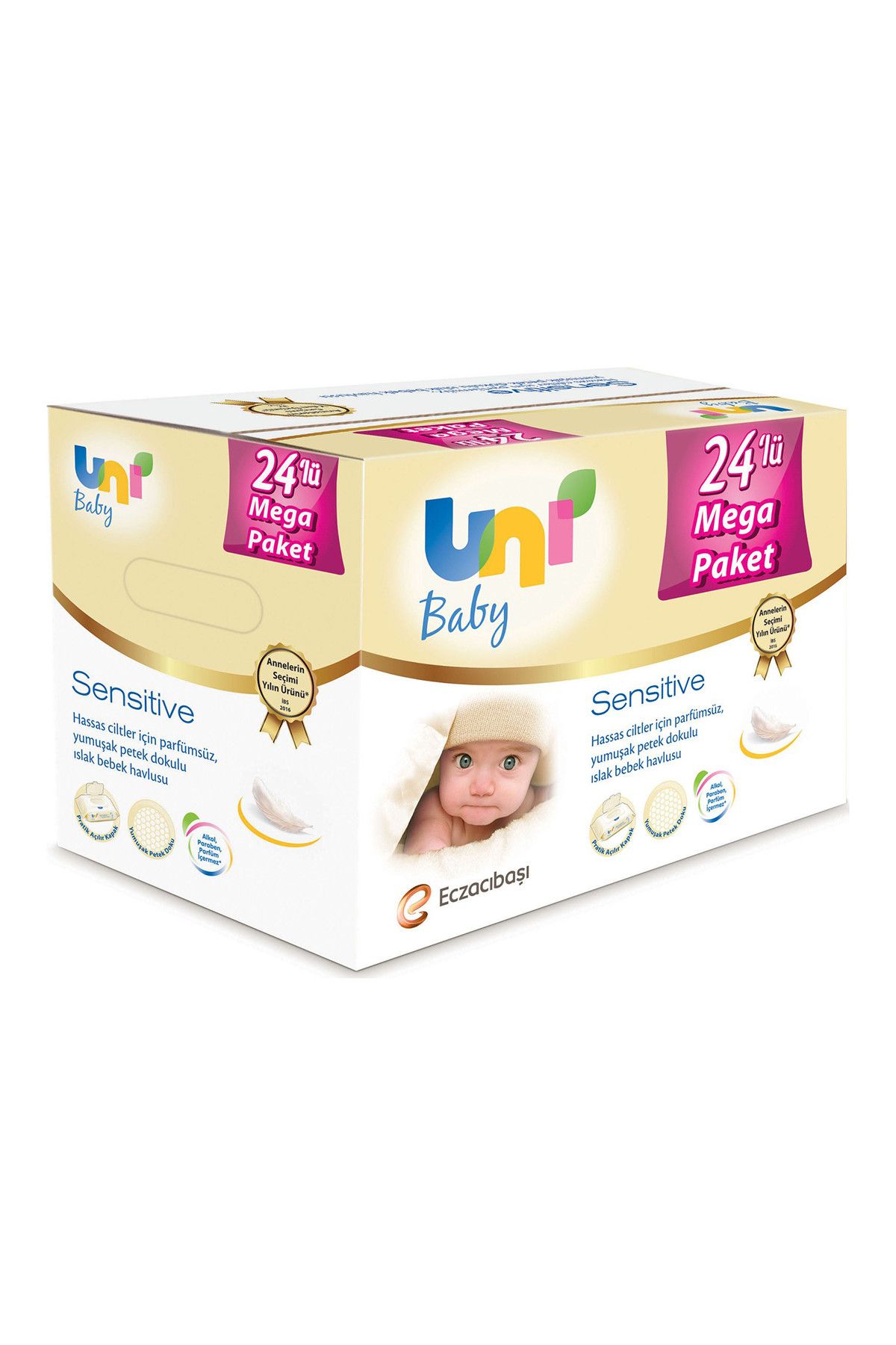 Uni Baby Sensitive Islak Havlu 24'lü - 1344 Yaprak Kapaklı