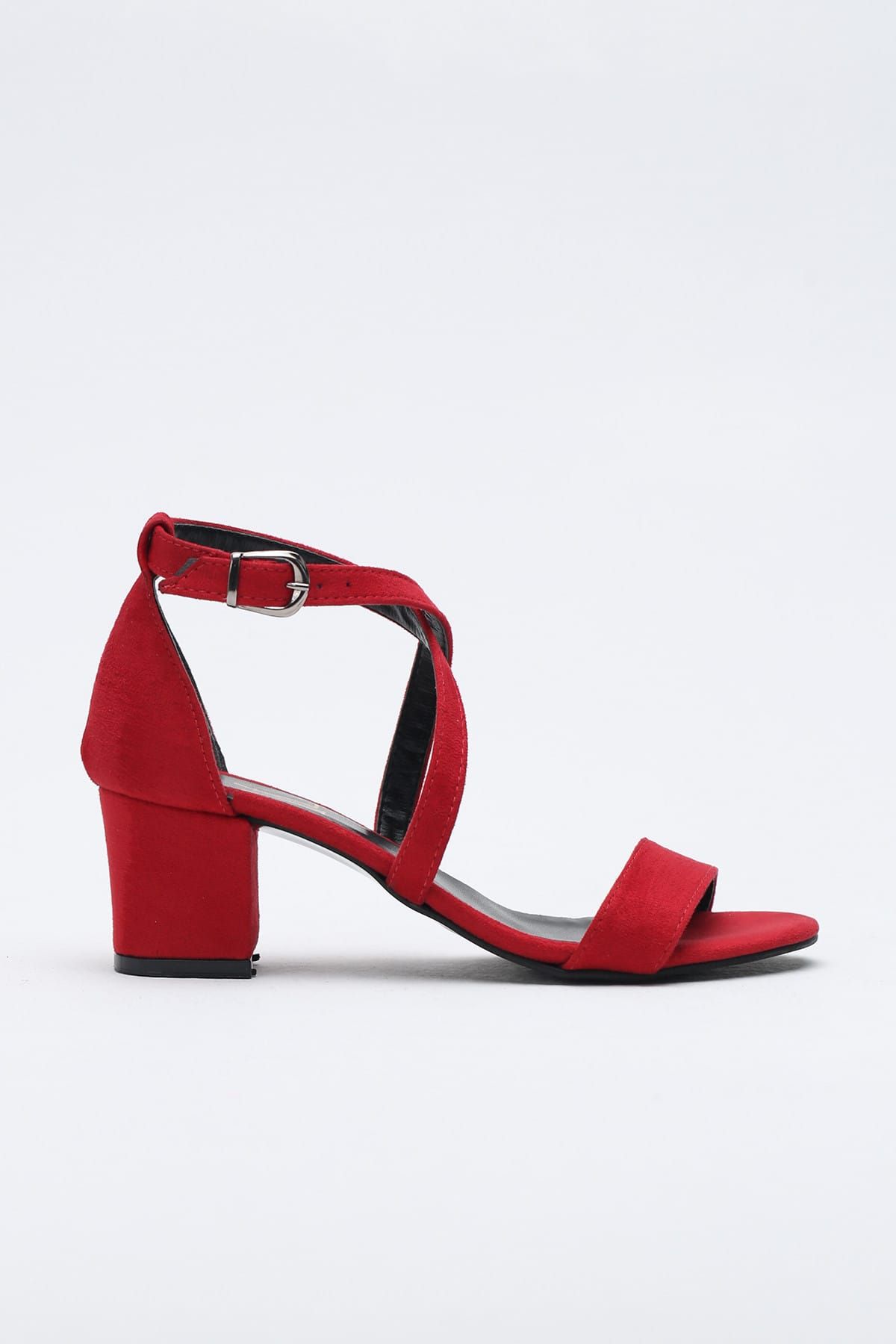 Ayakkabı Modası Kırmızı Süet Kadın Topuklu Ayakkabı BBF-1453-2-1
