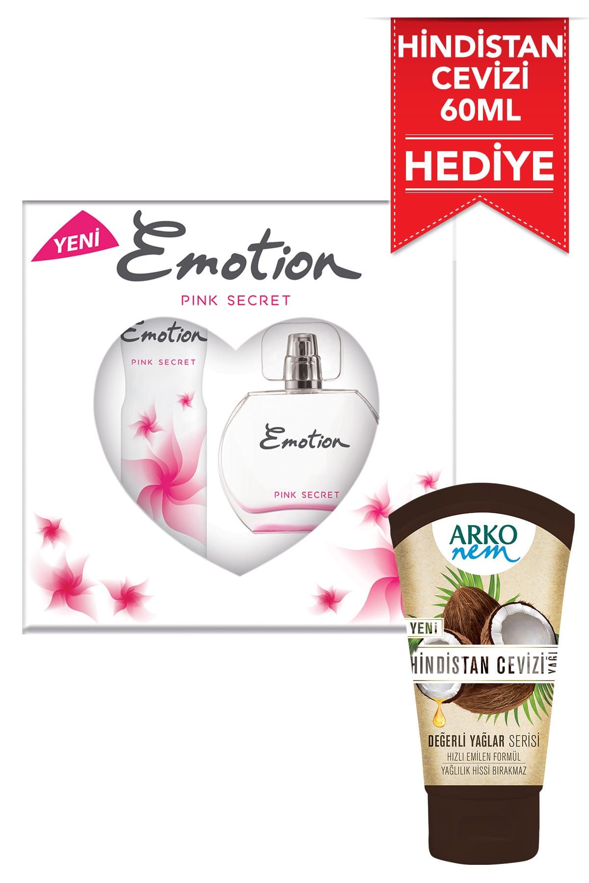 Emotion Pink Secret Parfüm Edt 50 ml + Deodorant 150 ml + Arko Krem Kadın Parfüm Seti 507728-H