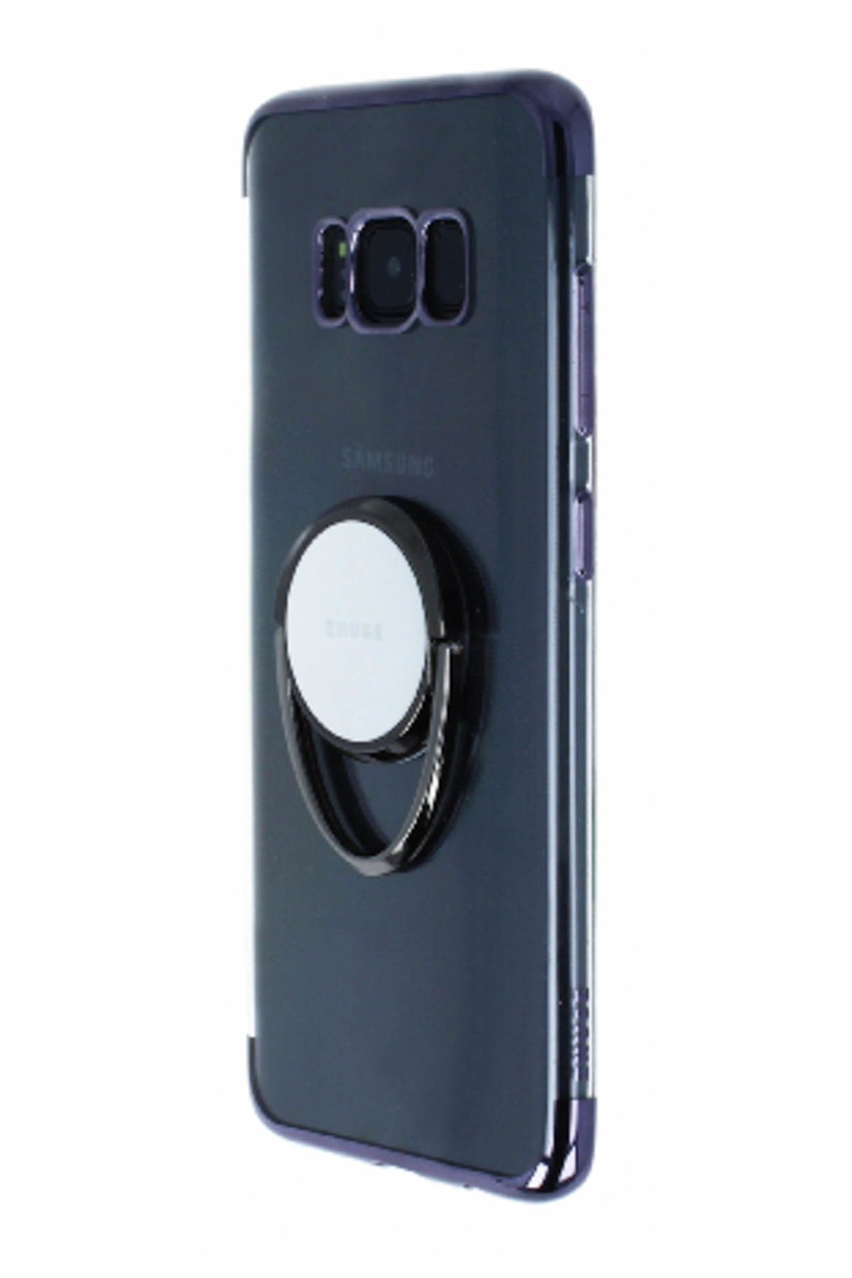 Zhuse Samsung Galaxy S8 Plus Selfie Yüzüklü Siyah Kenarlı Şeffaf Silikon Kılıf