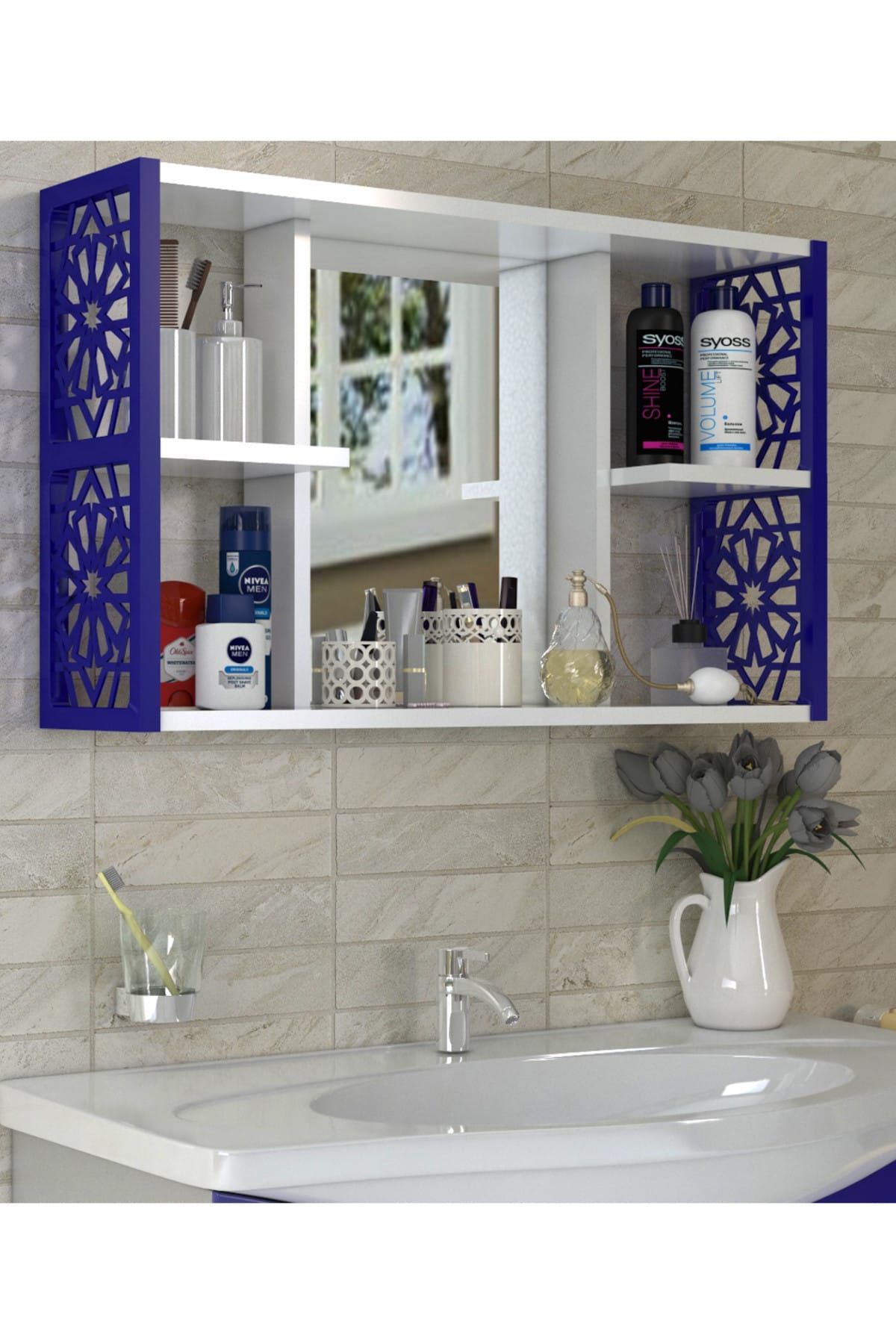 Remaks Aynalı Banyo Dolabı mavi