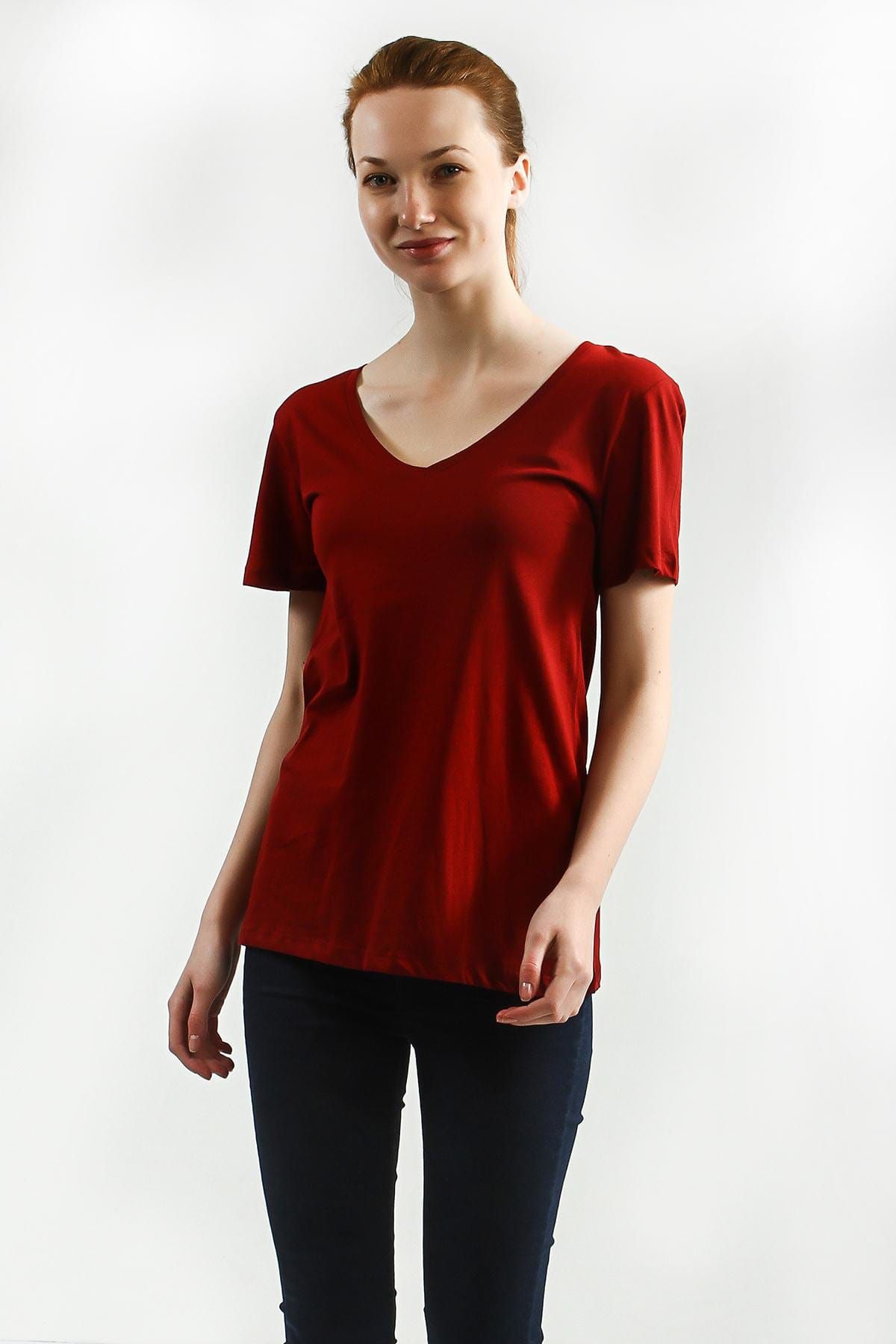 Collezione Kadın Bordo T-shirt -UCB142172A15