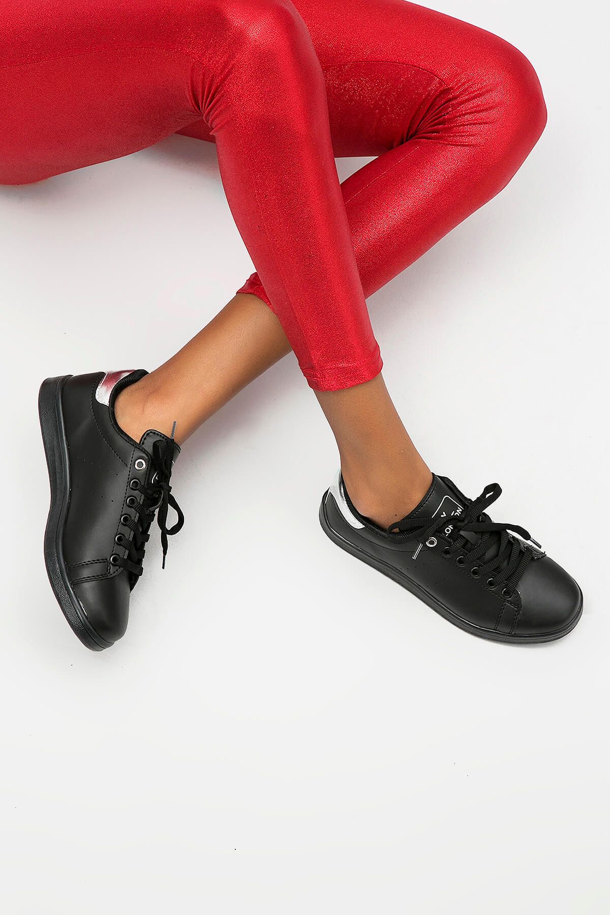 Y-London Siyah Gümüş Kadın Spor Ayakkabı 669-8-8600
