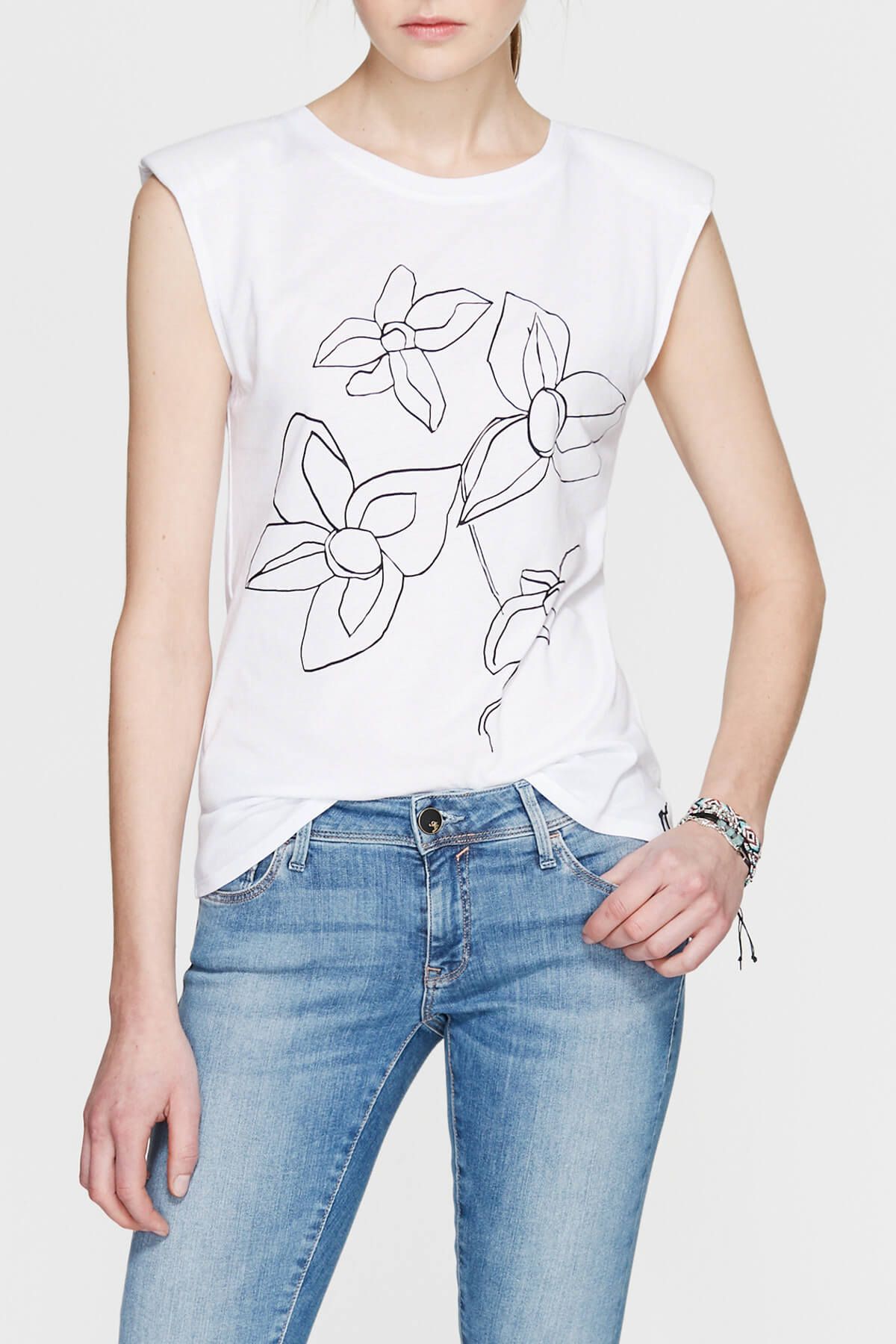 Mavi Kadın Çiçek Baskılı Beyaz T-Shirt 166833-620
