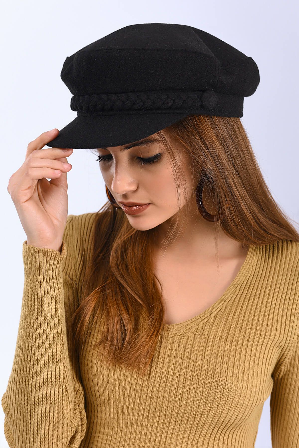 Cool & Sexy Kadın Siyah Kasket Şapka BE76