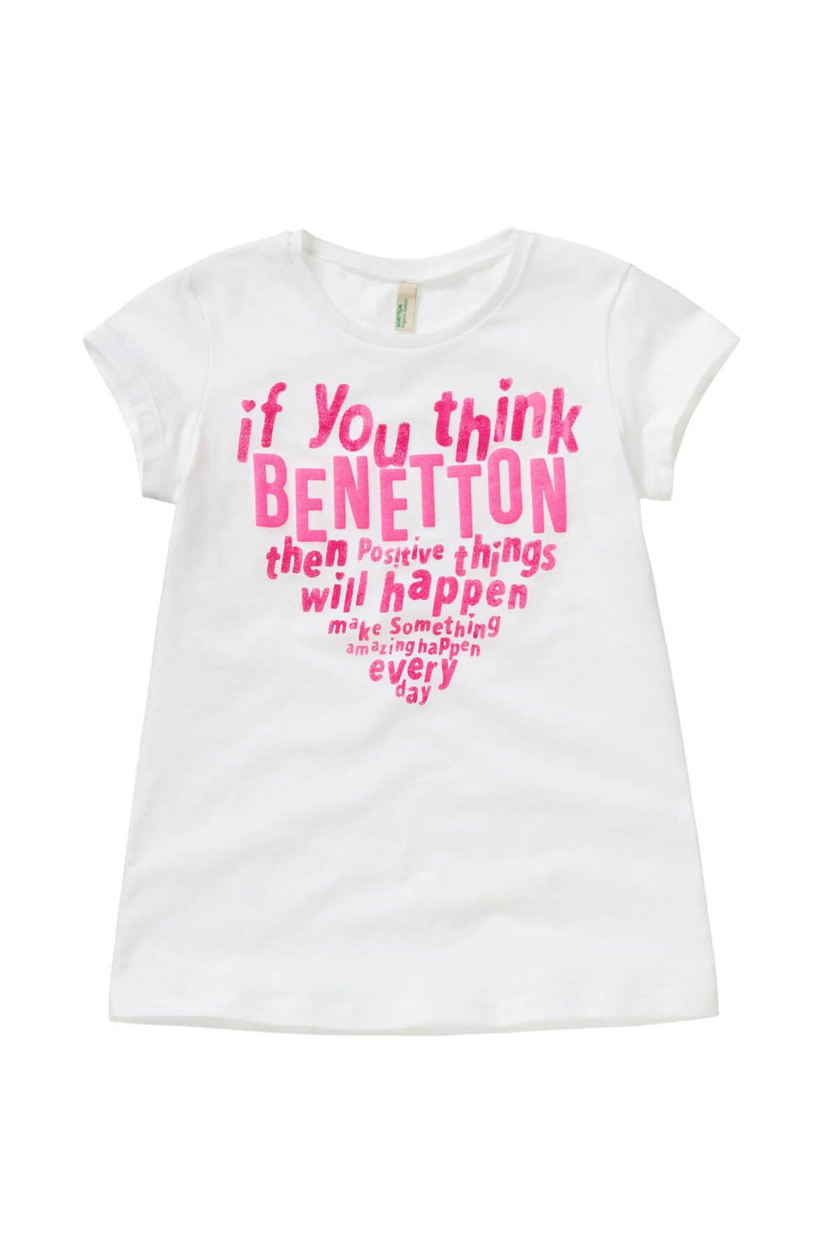 0-12 Benetton Beyaz Kız Bebek T-Shirt
