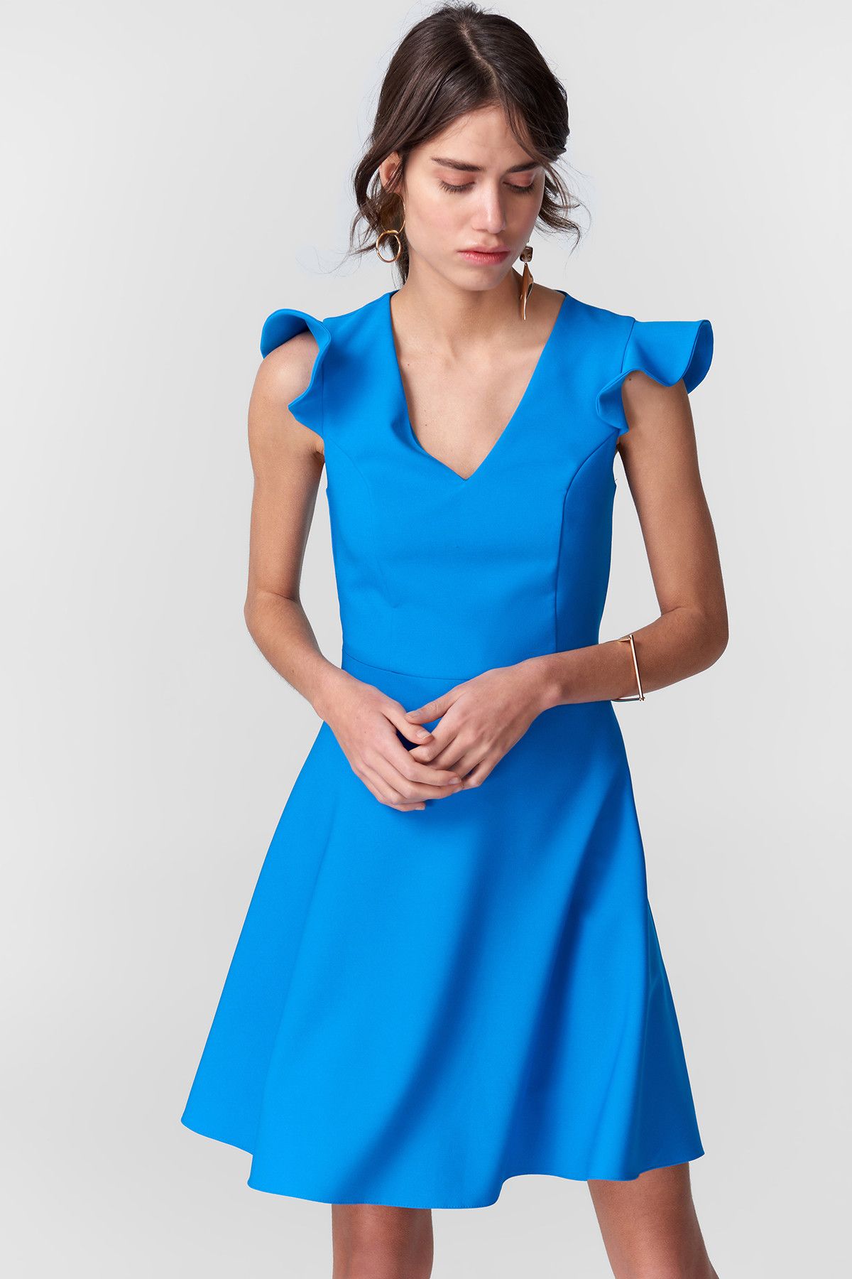 TRENDYOLMİLLA Mavi Kol Detaylı Elbise TOFSS18BB0251