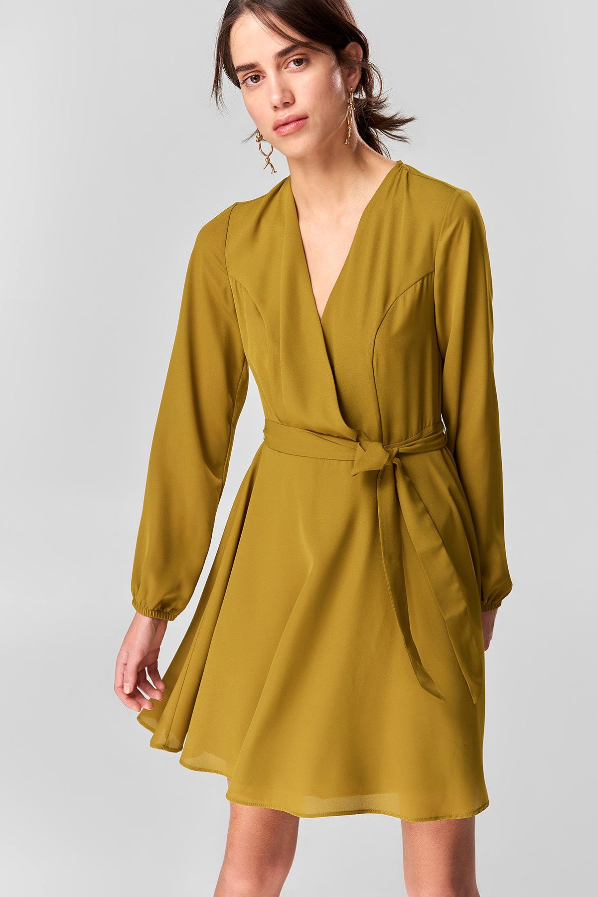 TRENDYOLMİLLA Basic - Yeşil Bağlama Detaylı Elbise TOFSS18LE0055