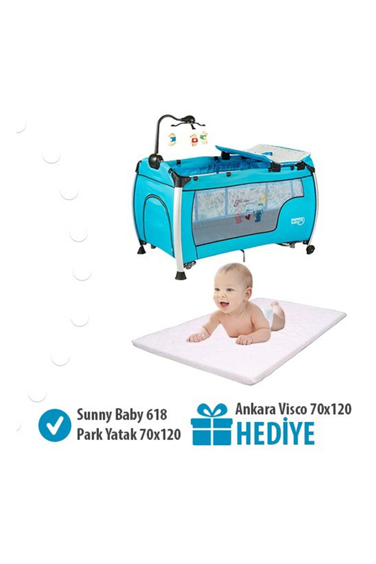 Sunny Baby Hediyeli 618 Delmon Park Yatak Kampanyası Mavi /