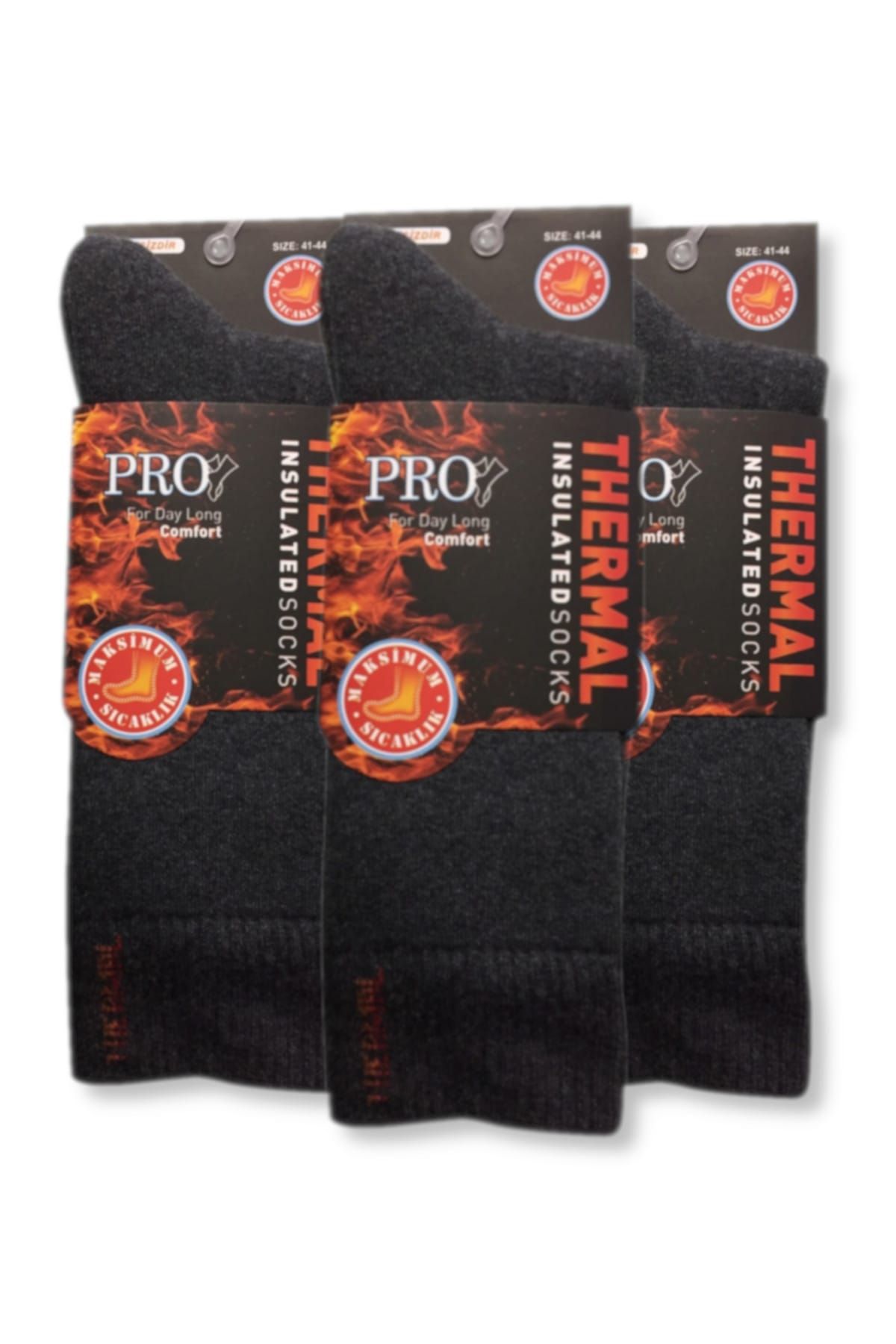 Pro Termal Erkek Füme 3 Çift Kalın Kışlık Çorap