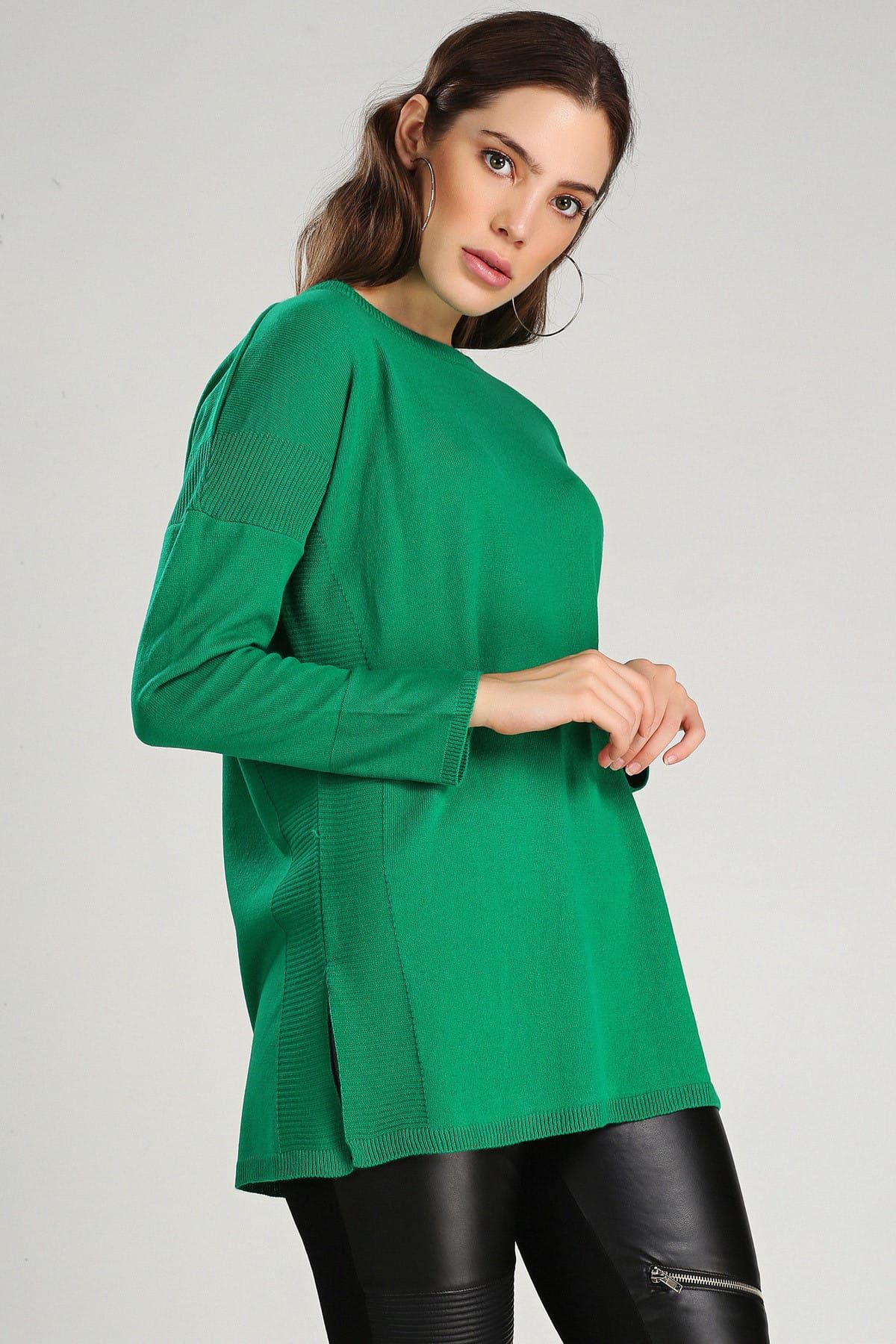 Ce-Ce Fashion Kadın Yeşil Kazak - CCW211418K1515