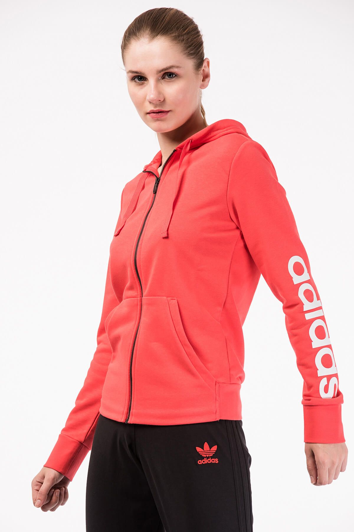 adidas Kadın Sweatshirt - Ess Lin Fz Hd - CF8801