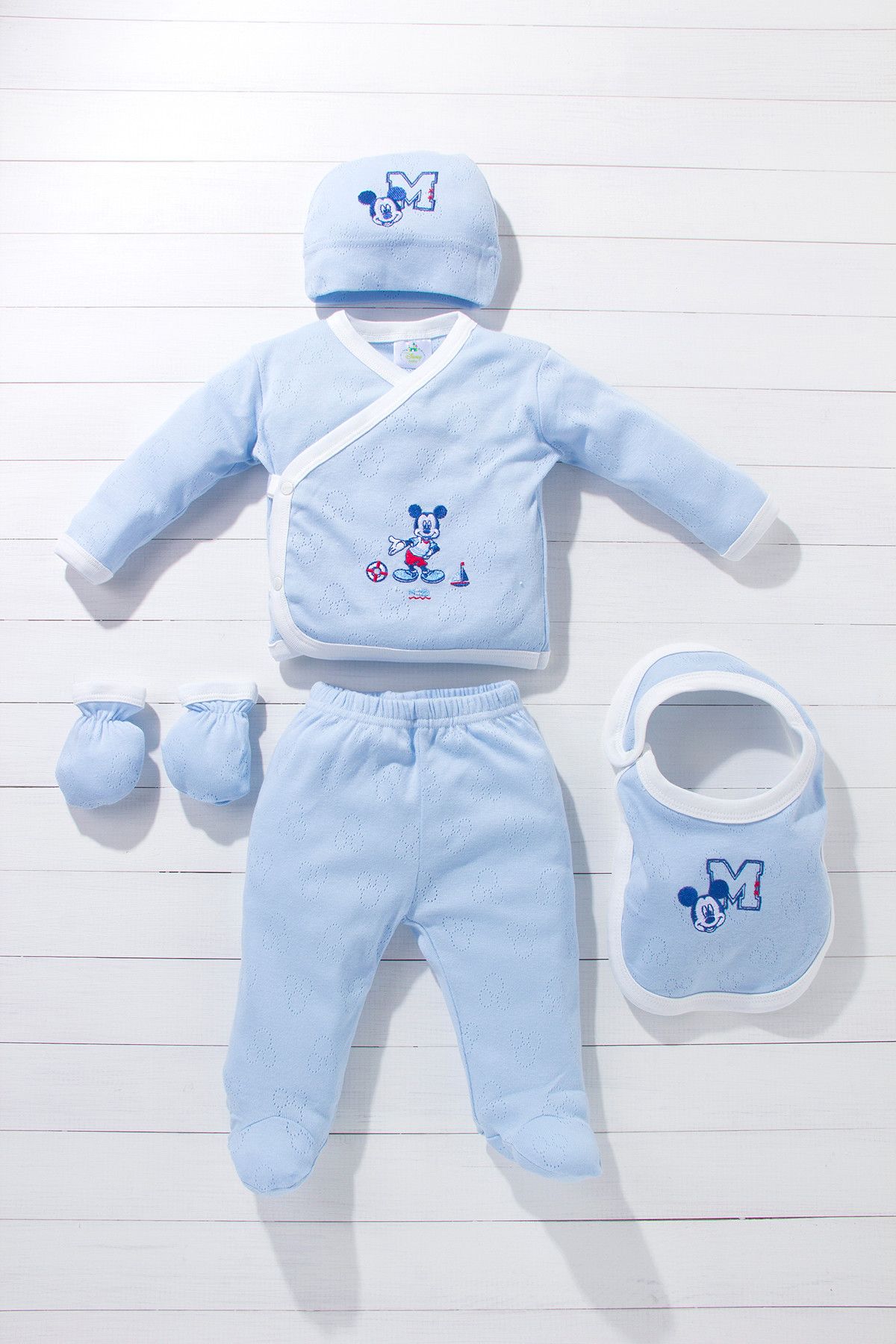 Mickey Mouse Mavi Erkek Bebek 5'Li Hastane Çıkışı  /