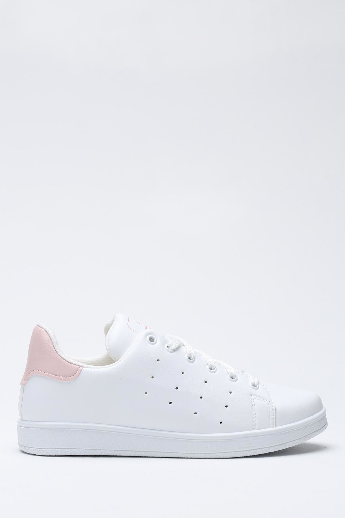 Ayakkabı Modası Beyaz Pudra Kadın Spor Ayakkabı 1938-9-4207-1