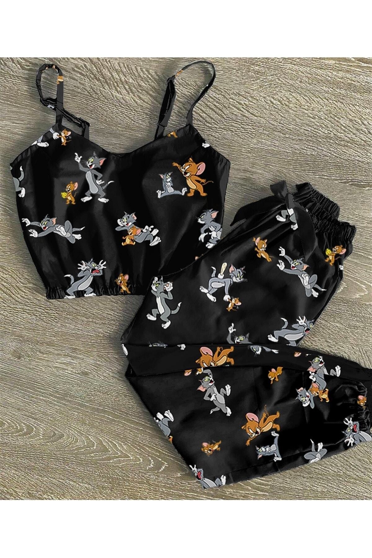 Pembishomewear Kadın Tom And Jerry Desenli Trend Pijama Takımı