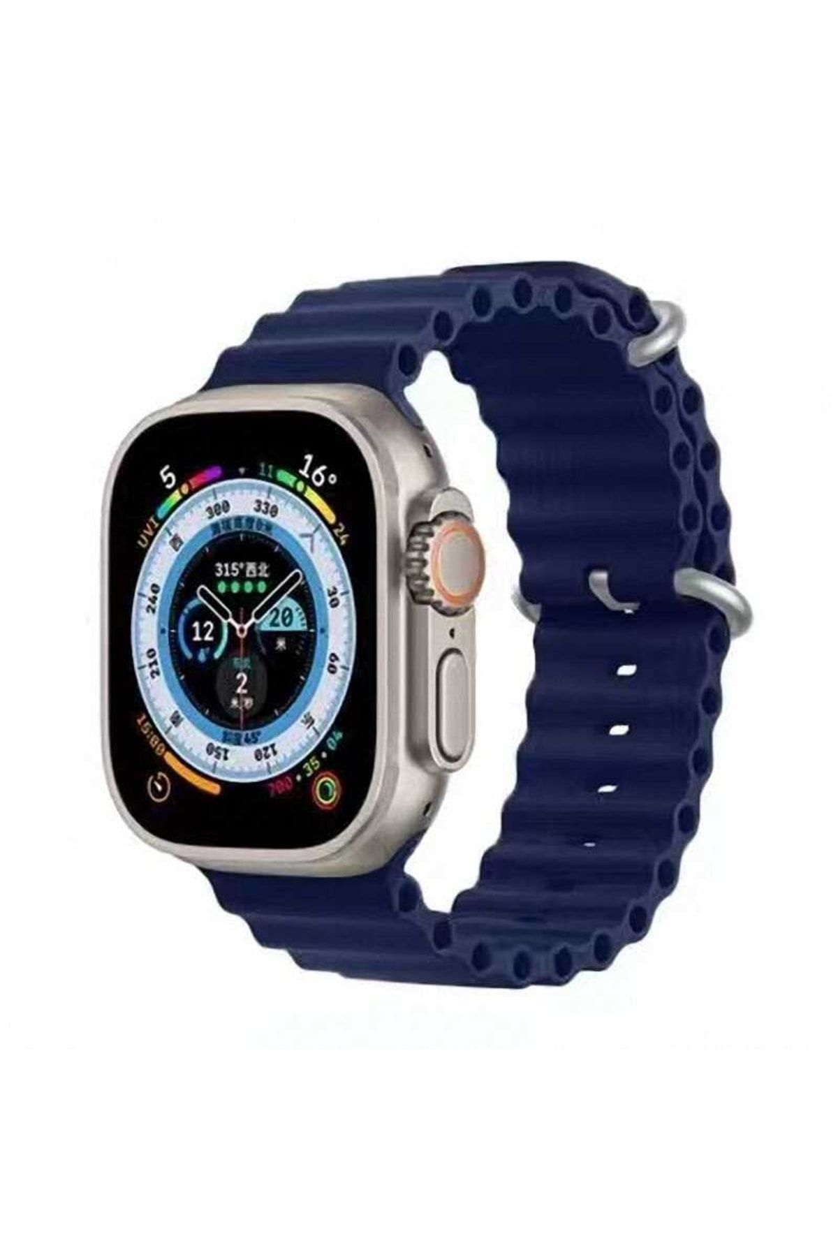 Genel Markalar Apple Watch 42-44-45-49mm Uyumlu Silikon Kasis Kabartmalı Tasarımlı Kordon Kayış Krd-75
