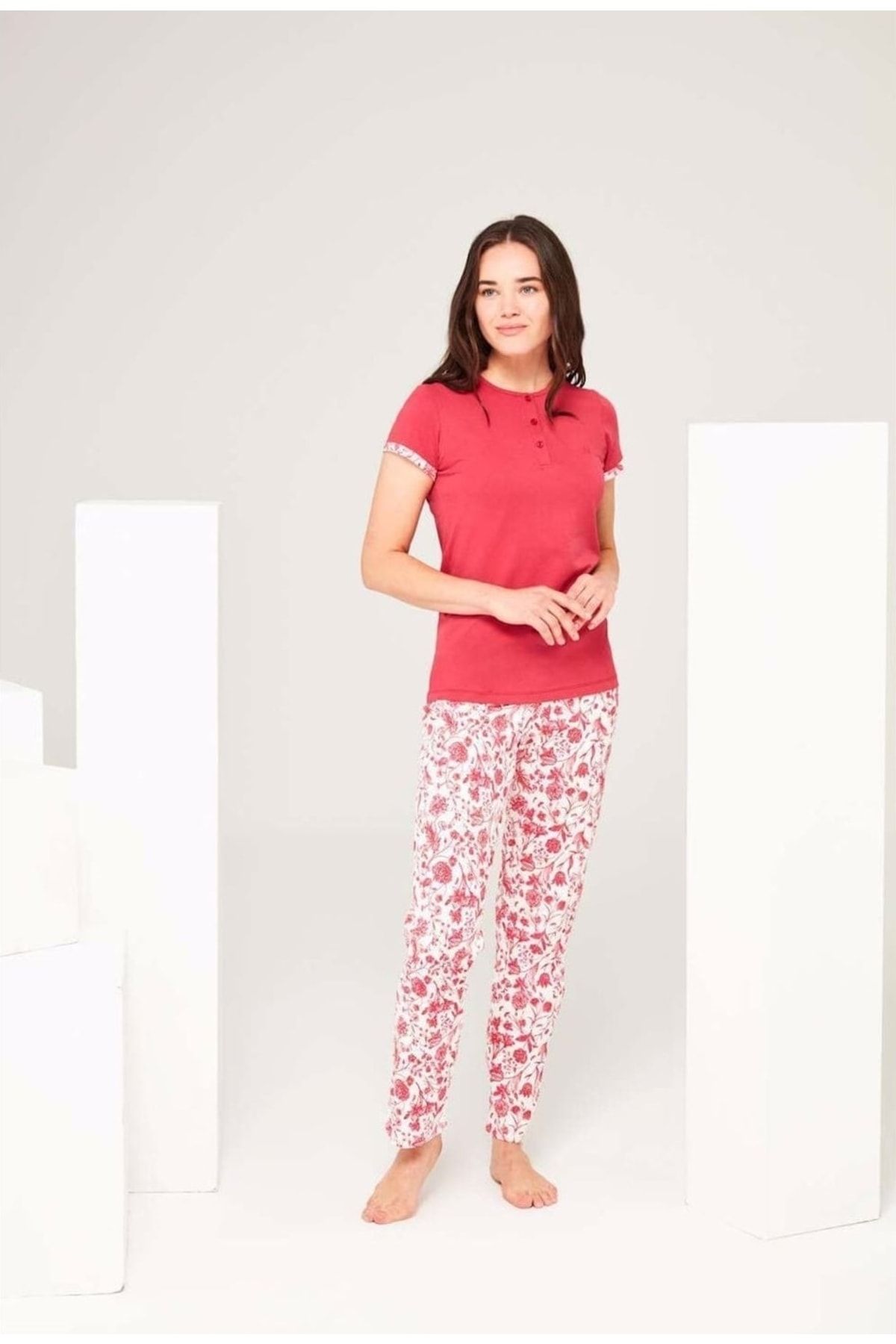 Mod Collection 3699 Kadın 3 Düğmeli Pijama Takım