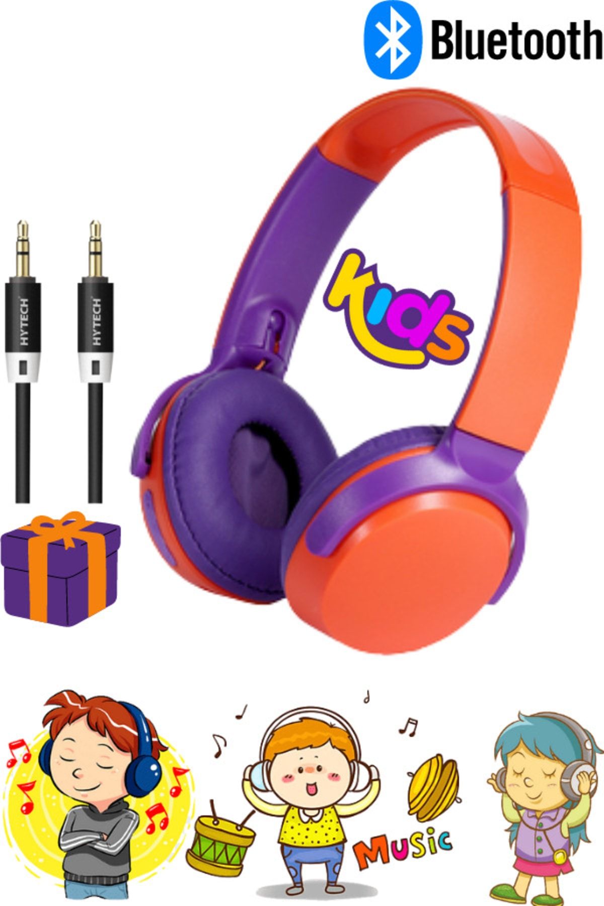 10numara Hafif Yumuşak Ayarlanır Boyut Katlanabilir Kablolu- Kablosuz Çocuk Bluetooth Kulaklık Aux Type- C