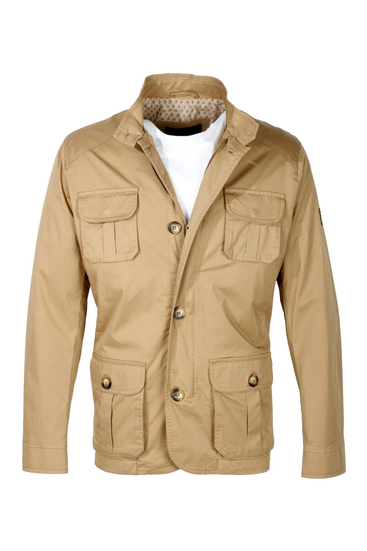 Ncs Erkek Safari Ceket Baharlık Ince Astarlı Slim Fit Düğmeli Ve Fermuarlı Pamuk Jacket Jeans 4951