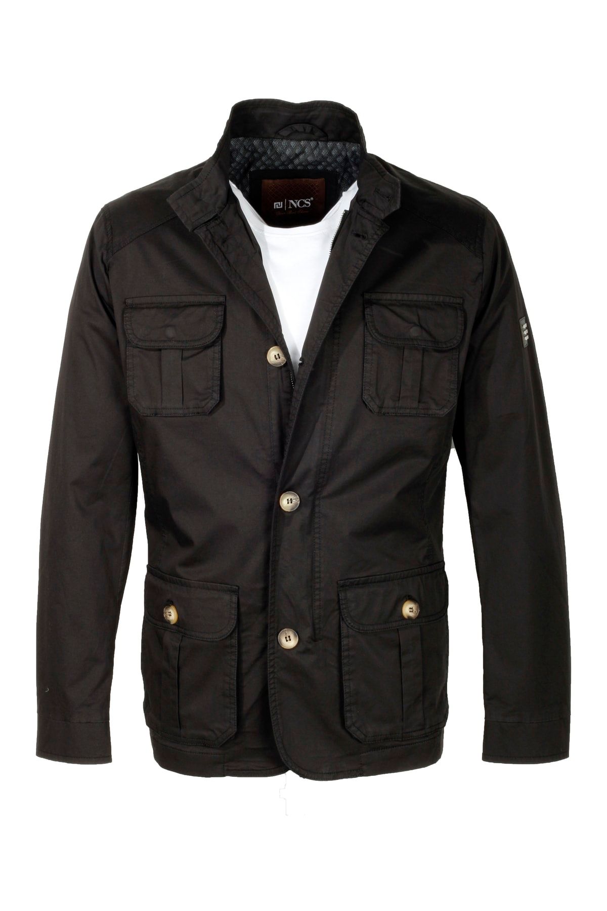 Ncs Erkek Safari Siyah Baharlık Ince Astarlı Slim Fit Düğmeli Ve Fermuarlı Pamuklu Ceket Jeans 4951
