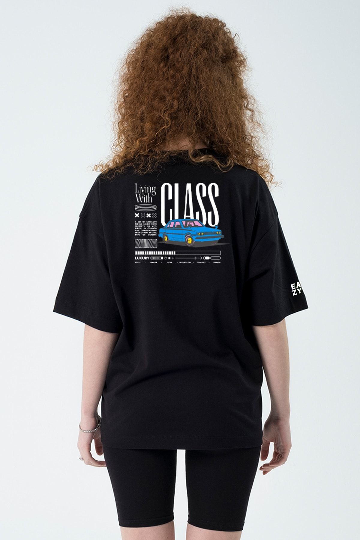 Eazy Co Living With Class Siyah Unisex Extra Oversize Kısa Kollu T-shirt