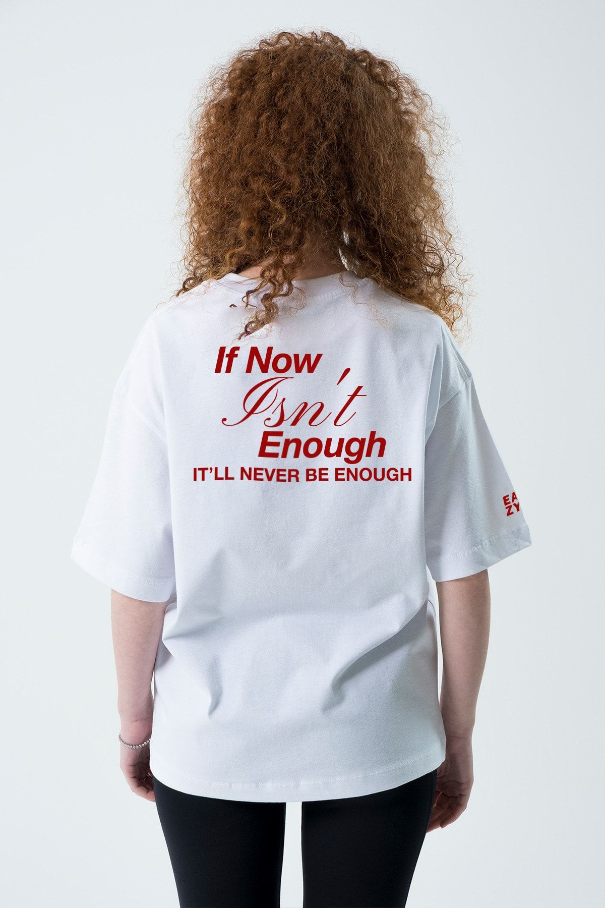 Eazy Co Isn't Enough Beyaz Unisex Extra Oversize Kabartma Baskılı Kısa Kollu T-shirt