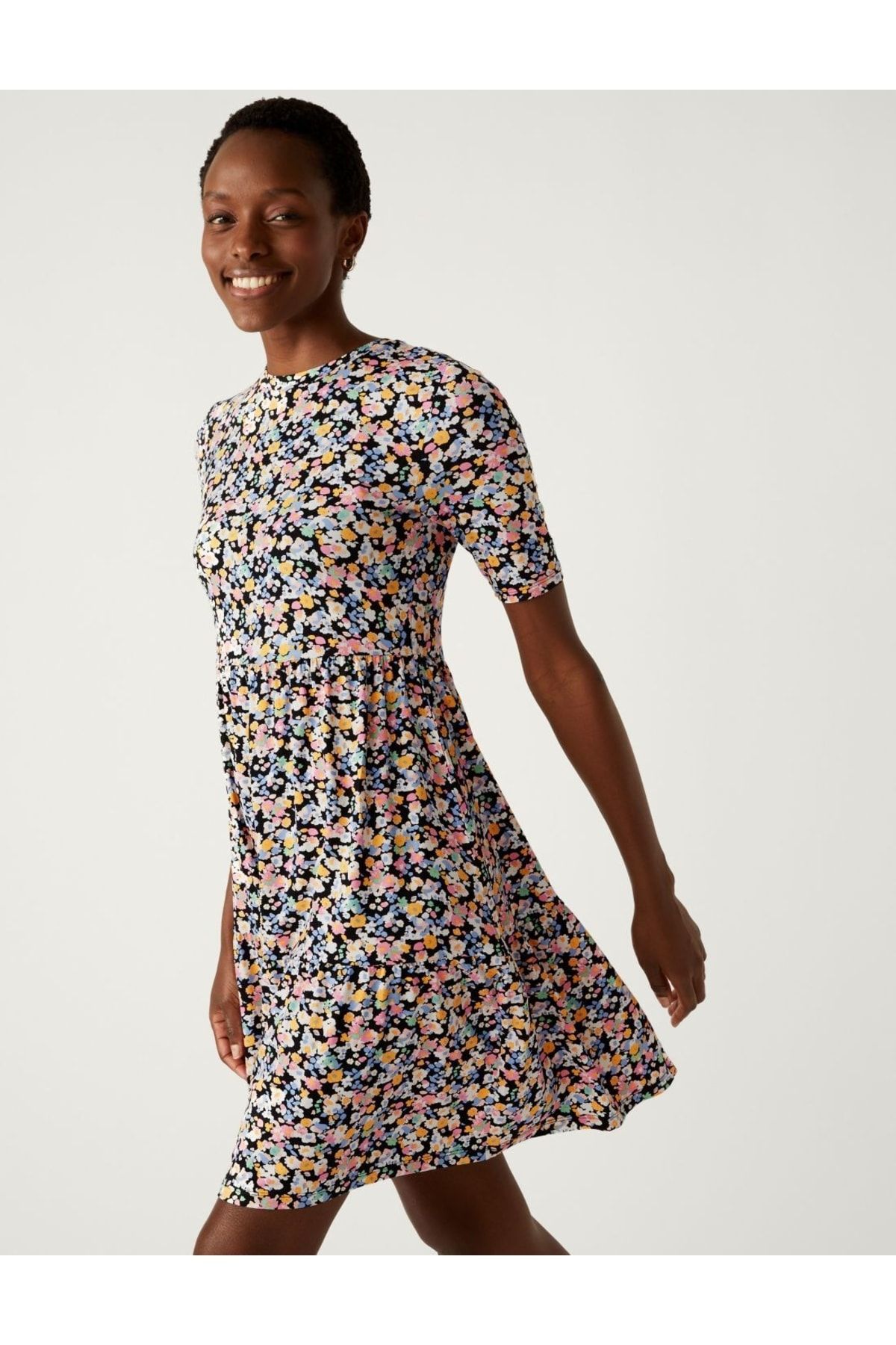 Marks & Spencer Desenli Mini Örme Elbise