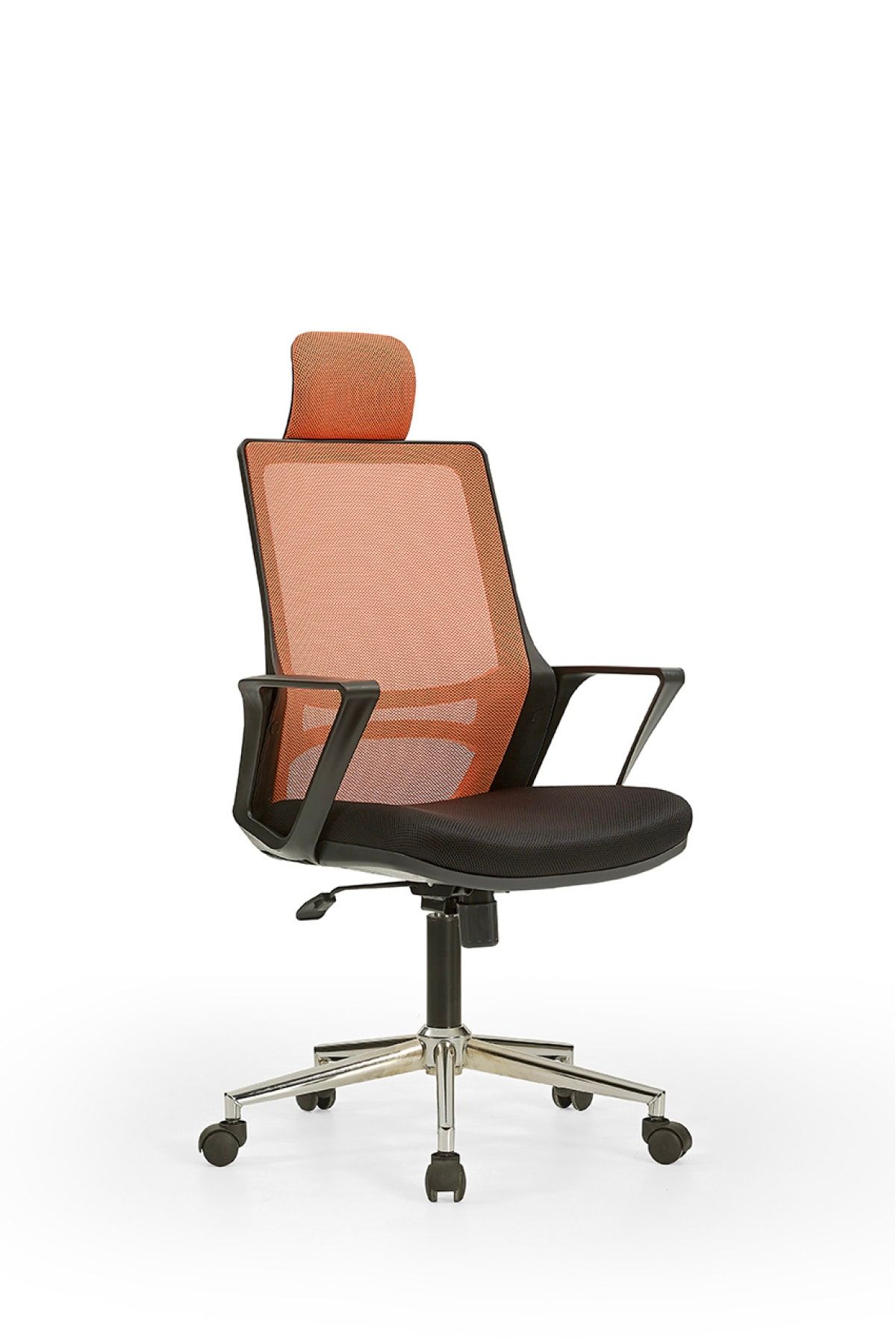 MEHMET YAREN BURO Arya1 Bilgisayar Koltuğu - Ofis - Müdür - Büro - Çalışma Sandalyesi Turuncu Siyah Renk Krom Ayaklı