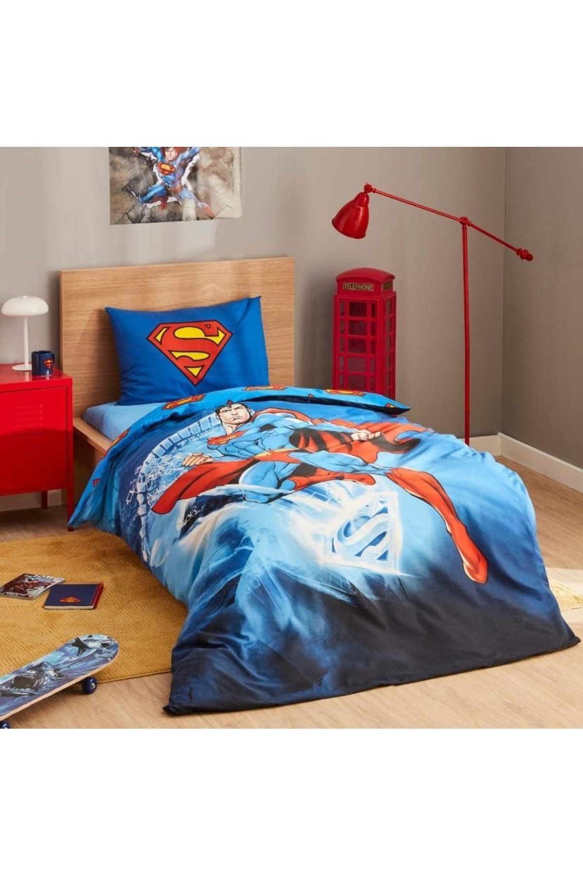 Superman Nevresim Takımı %100 Pamuk Tek Kişilik Süperman Krypton