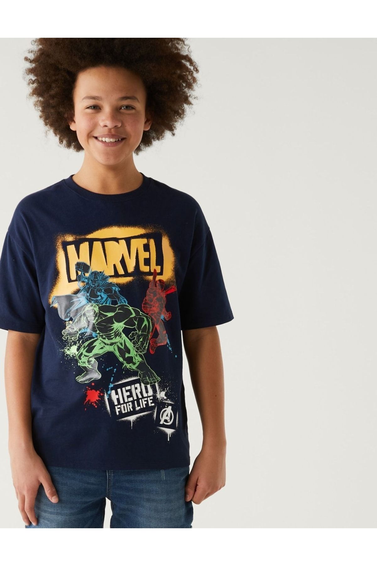 Marks & Spencer Saf Pamuklu Marvel™ T-shirt (6-16 Yaş)
