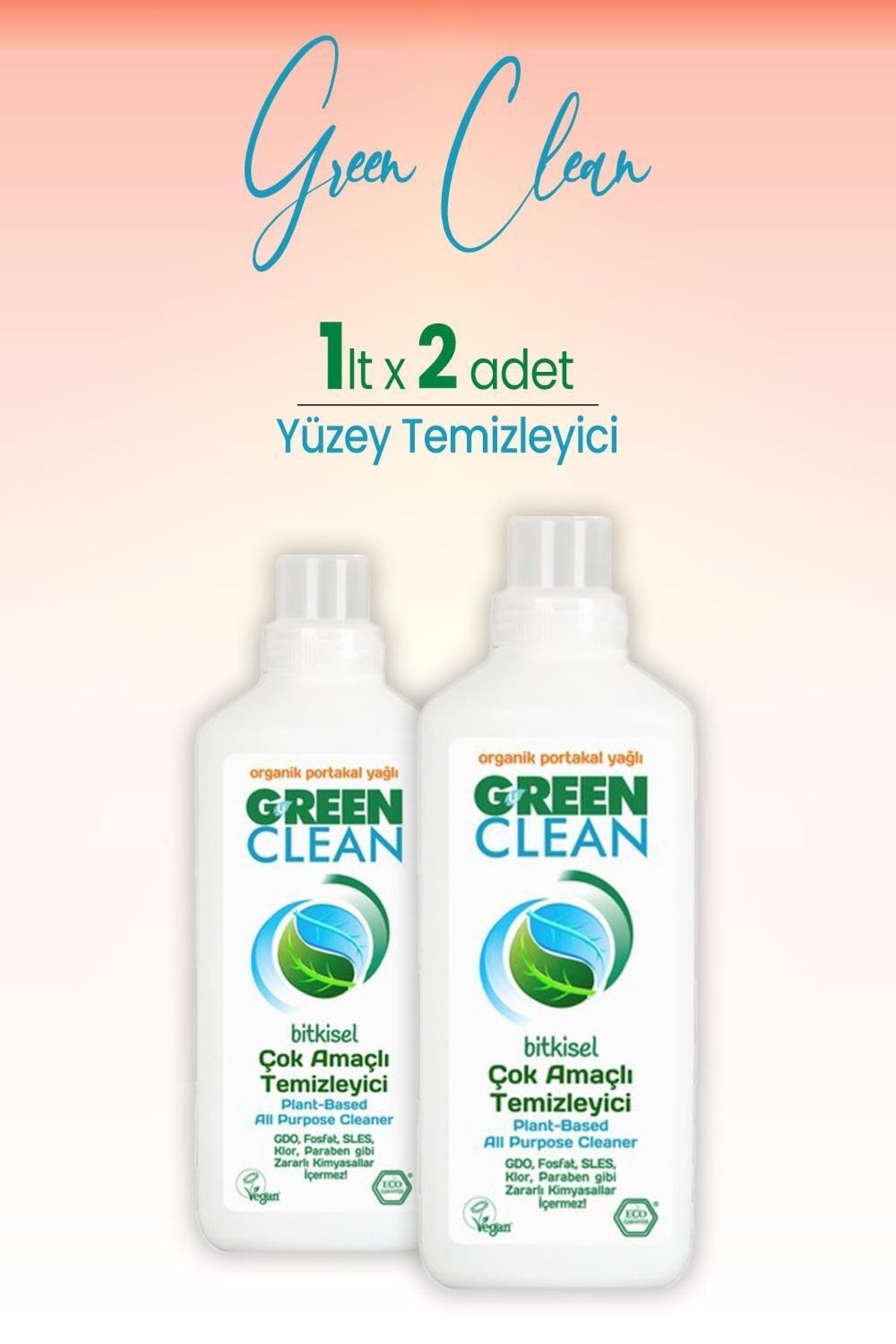 Green Clean U Çok Amaçlı Yüzey Temizleyici Portakallı 1 Litre X 2 Adet