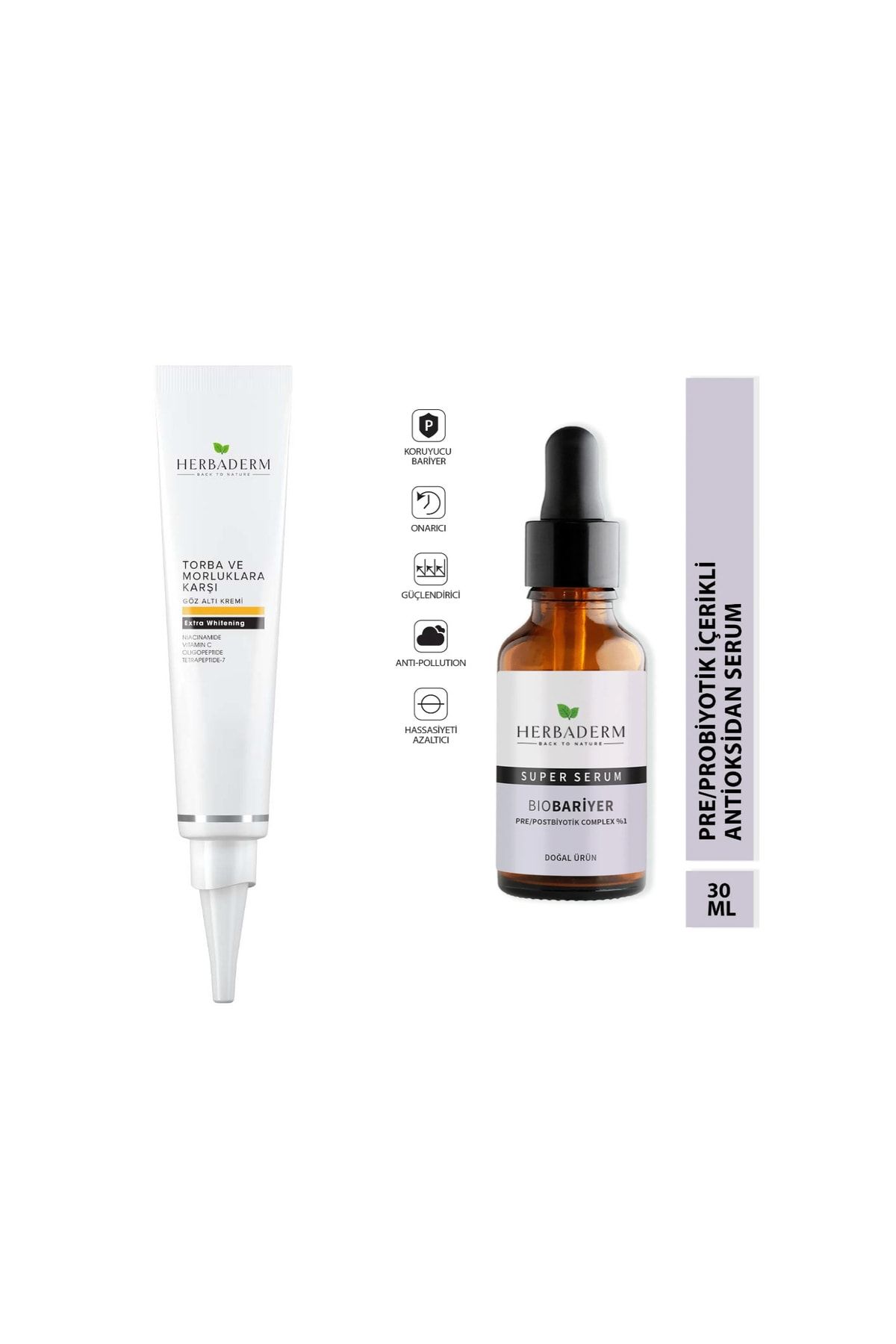 Herbaderm Torba Ve Morluklara Karşı Göz Altı Kremi 15 Ml + Superserum Bio Bariyer 30 Ml