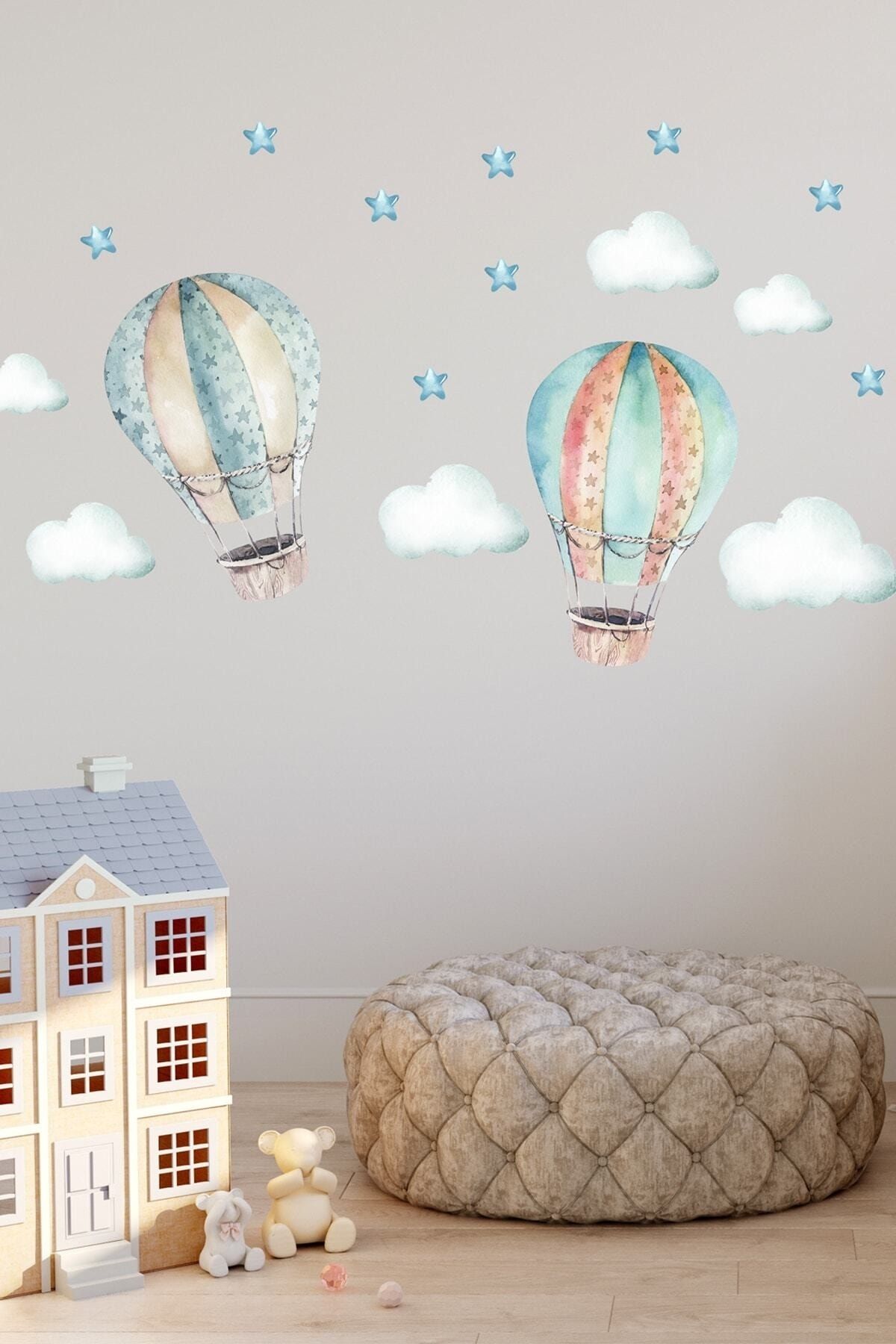 Sim Tasarım Uçan Hava Balonları Duvar Sticker Seti