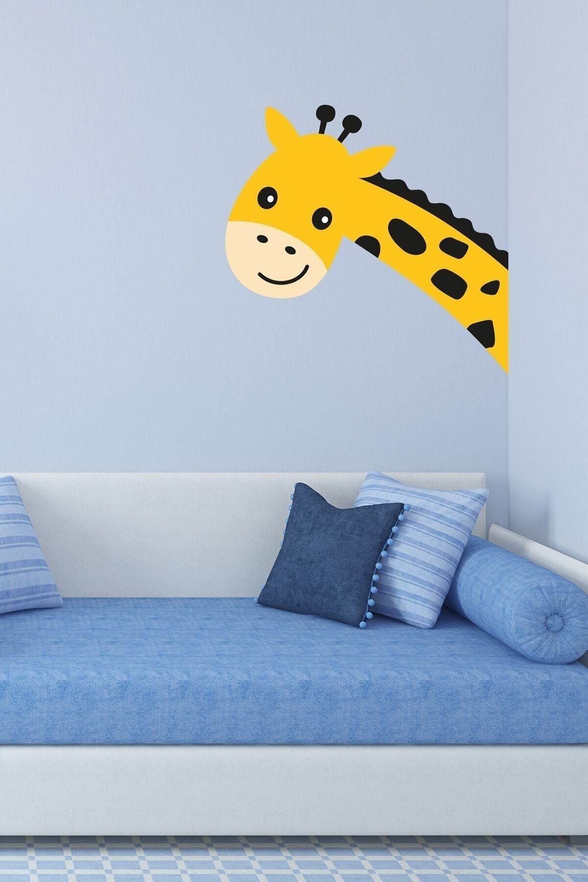 Sim Tasarım Sevimli Zürafa Kafa Duvar Sticker