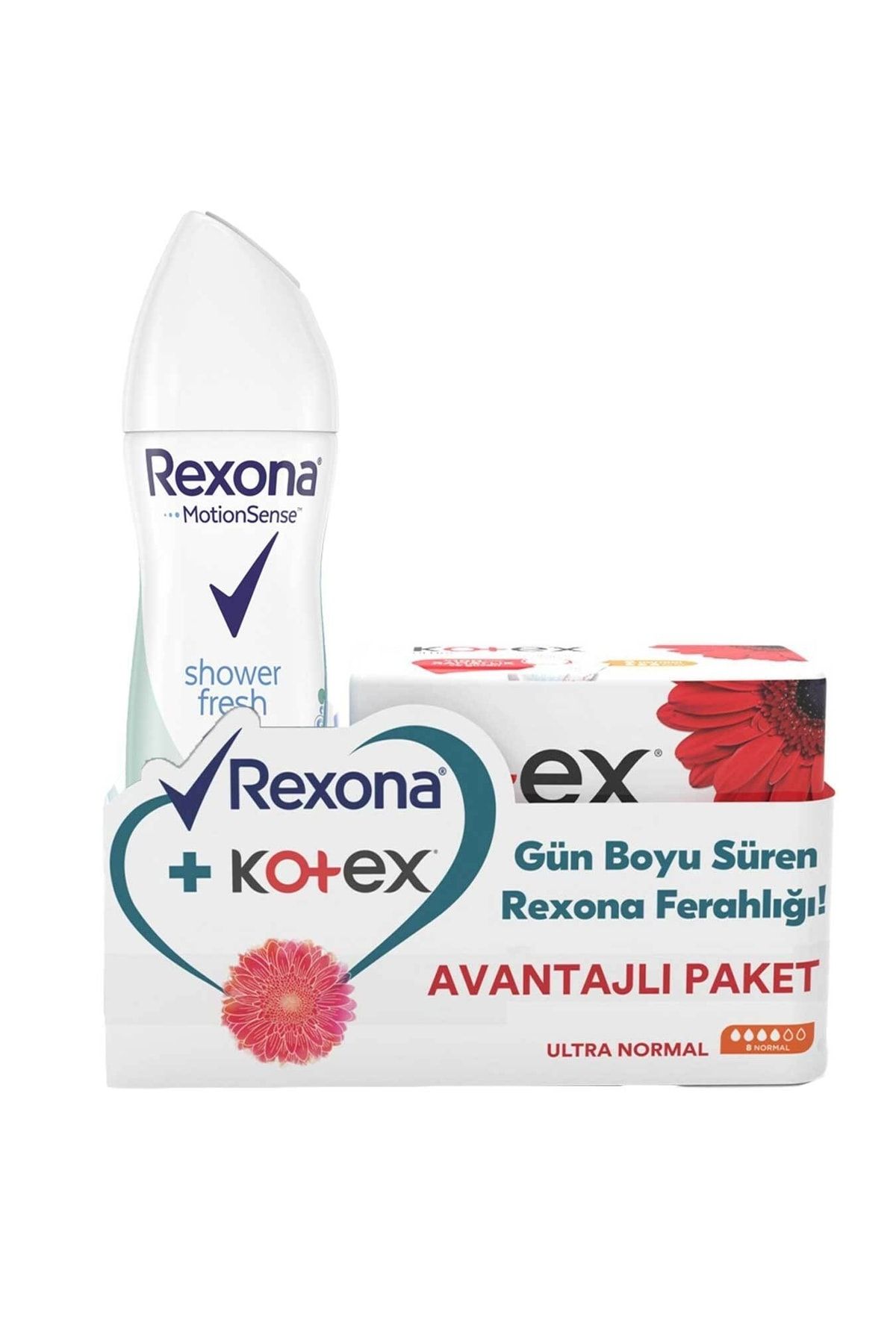 Rexona Deodorant 150 Ml Shower Fresh + Kotex Hijyenik Ped Ultra Normal 8'li