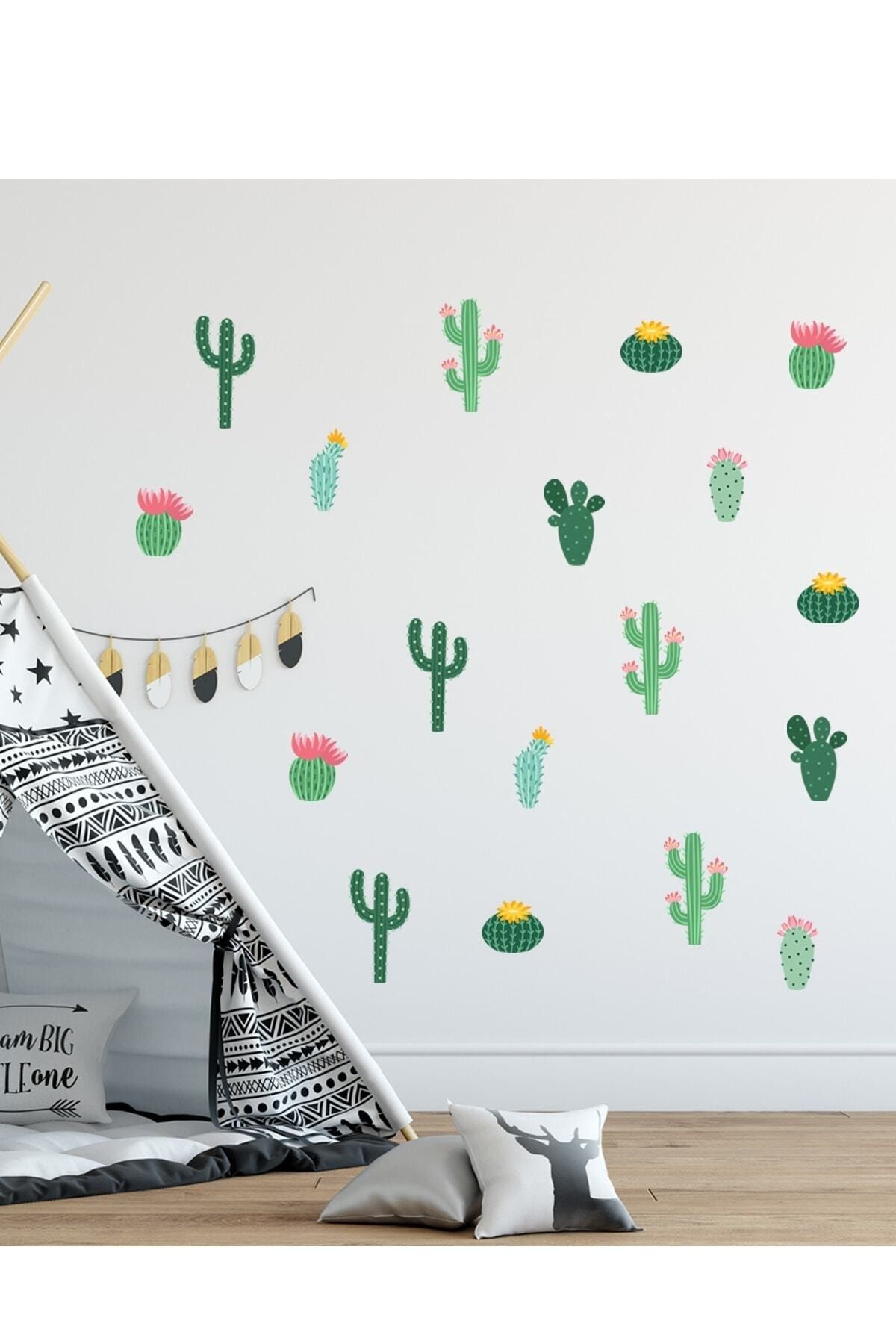 Sim Tasarım Mini Kaktüsler Duvar Sticker Seti