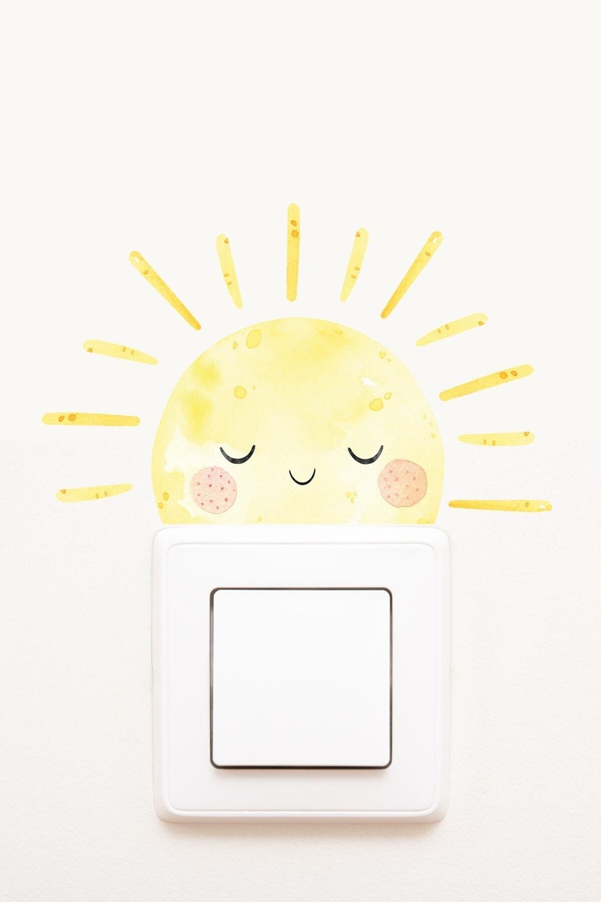 Sim Tasarım - Priz - Uykucu Güneş Dekoratif Priz Sticker - Sim765