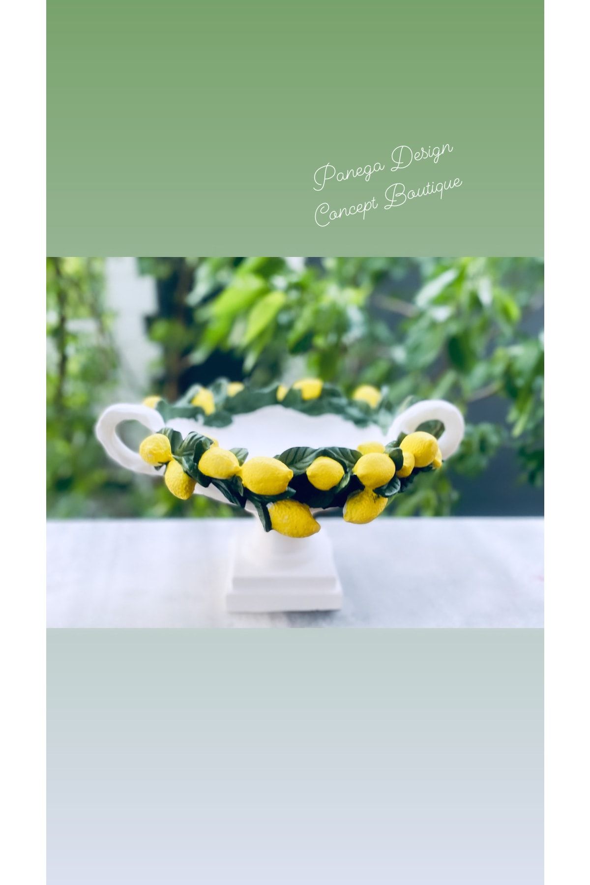 Panega Design Limonlu Çanak Ayaklı Dekoratif Tabak