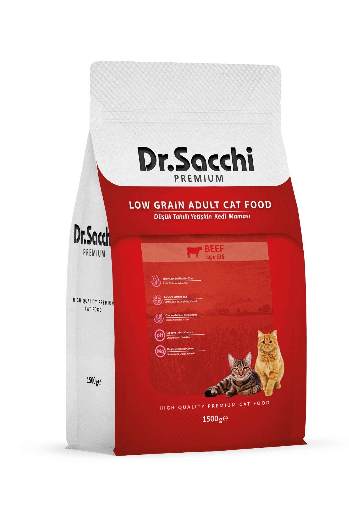 Dr. Sacchi Premium Düşük Tahıllı Sığır Etli Kedi Maması 1,5 Kg