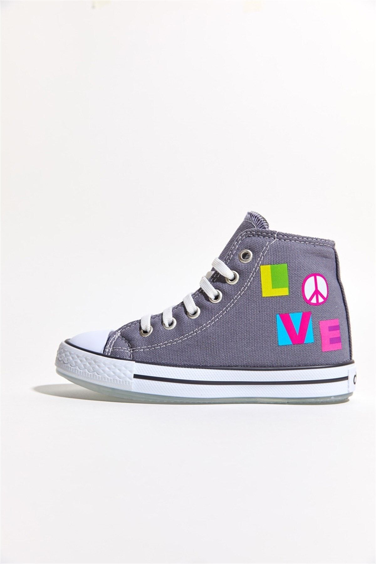 Dudino 22-35 Numara Icon-love Gri Kız Converse Ayakkabı