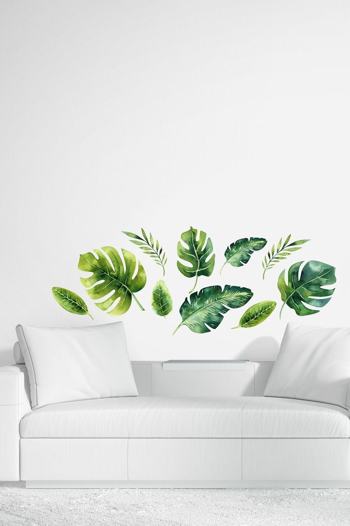 Sim Tasarım Tropikal Yapraklar Duvar Sticker Seti