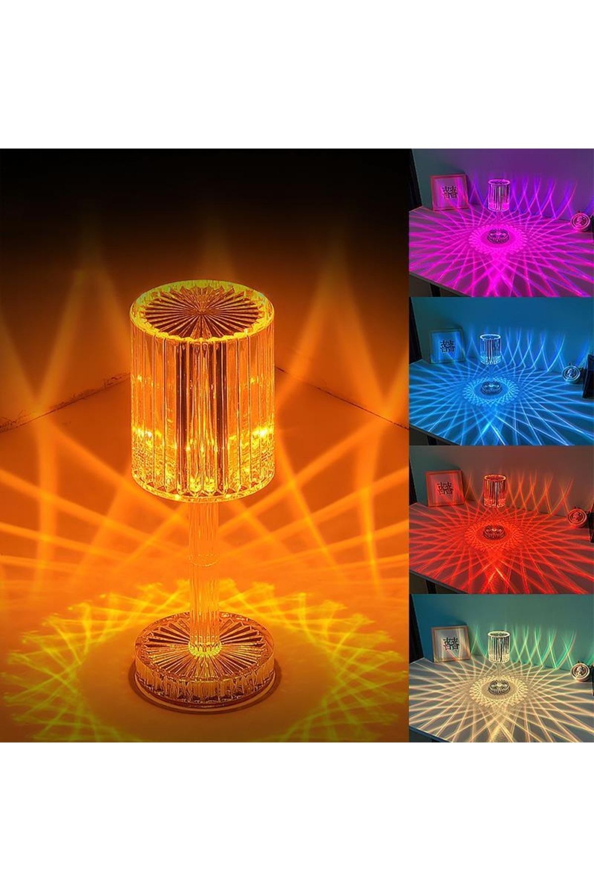 Torima Lw-2 Dekoratif Şarjlı Abajur Kristal Elmas Masa Lambası Dokunmatik Romantik Akrilik Led Gece Lambası