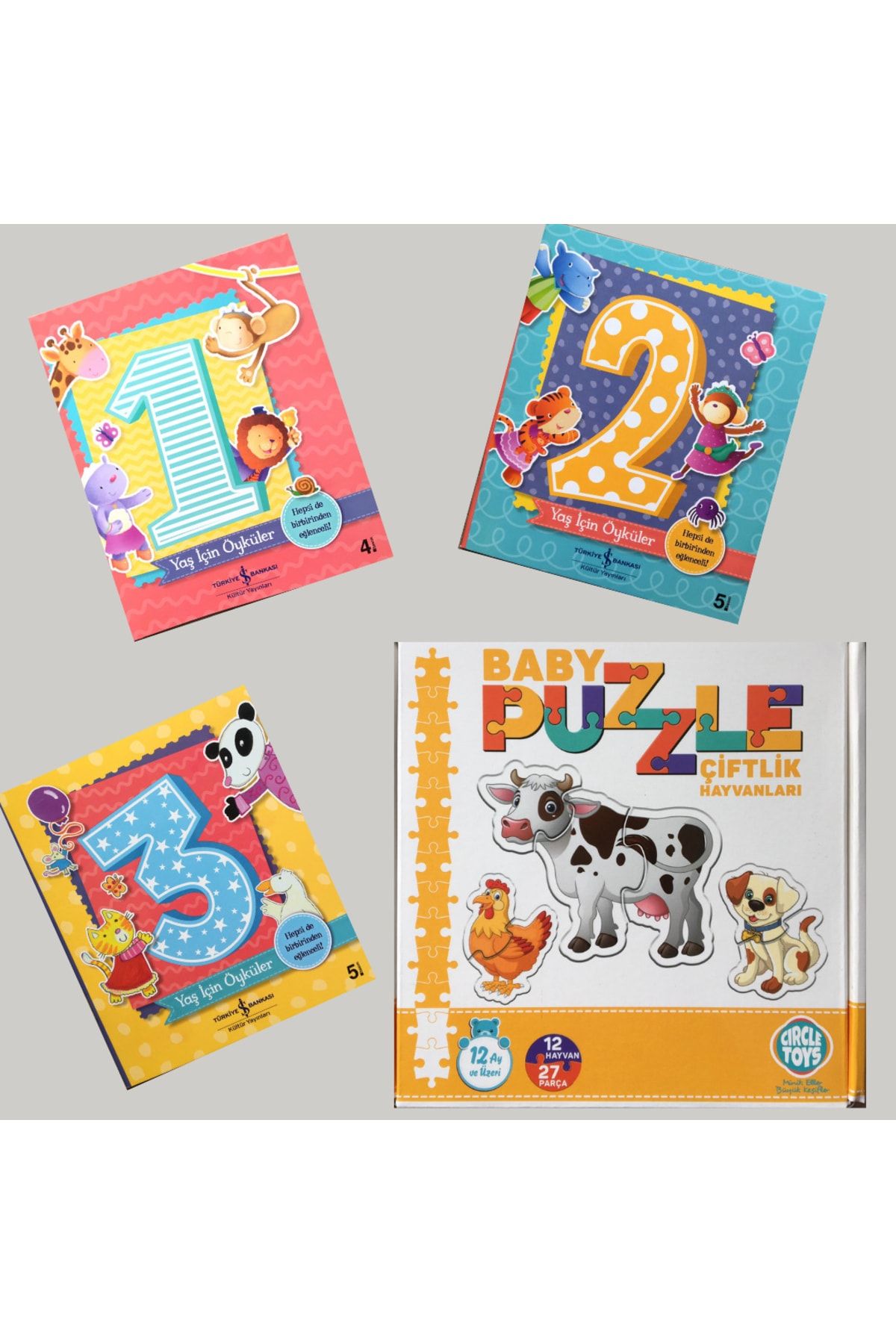 Circle Toys 0-3 Yaş Baby Puzzle Çiftlik Hayvanları Görsel Zeka Dikkat Ve Algı Oyunu & 1-3 Yaş Için Öyküler Seti
