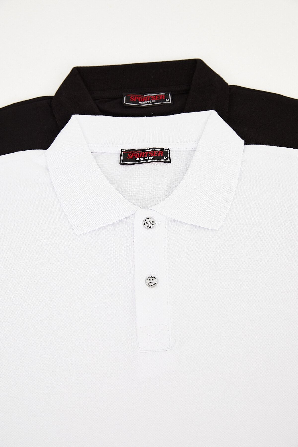 DOAYS Erkek 2'li Polo Yaka %100 Pamuk T-shirt Siyah-beyaz Dawrazz-023