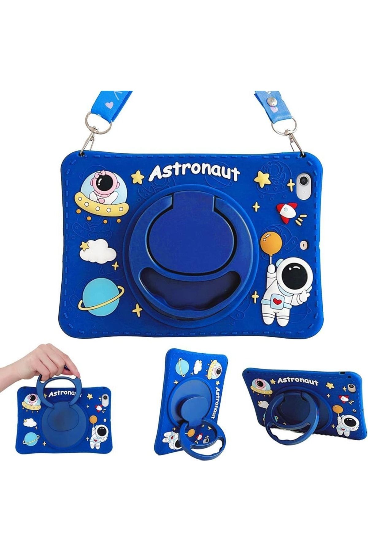 UnDePlus Ipad 9. Nesil 10.2" 2021 Kılıf Astronot Silikon Çocuklara Özel A2602 A2603 A2604 A2605 Uyumlu