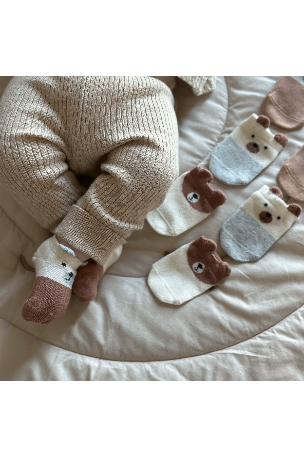 hogso 3'lü Ayıcık Desenli Bebek Çorap
