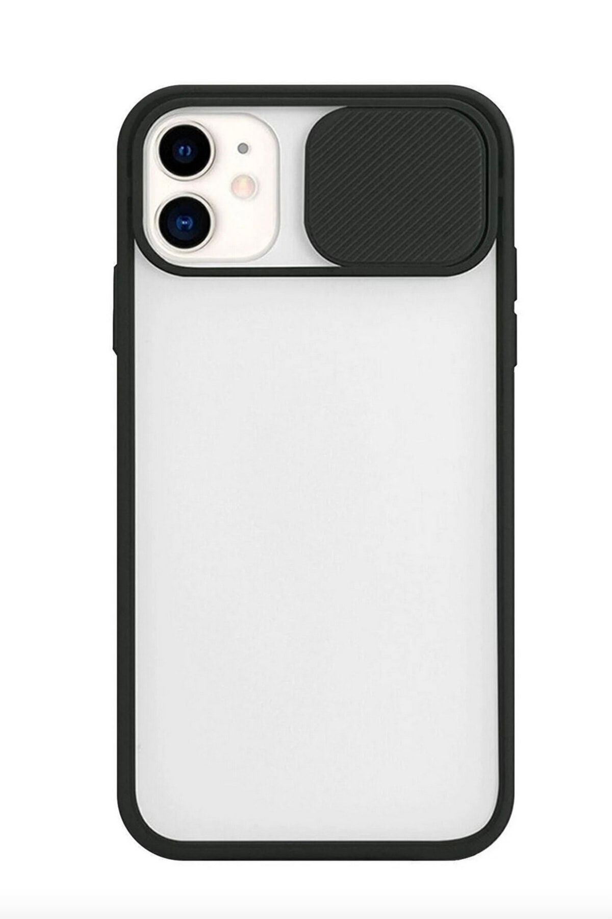 Tria Apple Iphone 11 Uyumlu Siyah Sürgülü Kamera Korumalı Darbe Önleyici Şeffaf Silikon Telefon Kılıfı