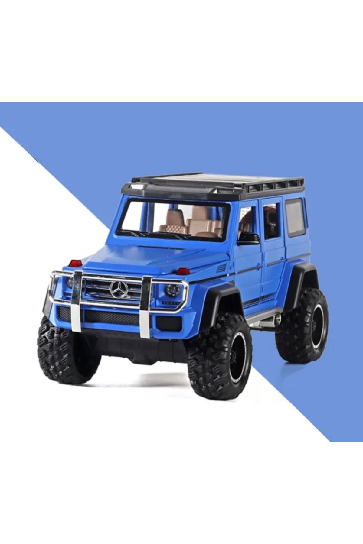 Mercedes G65 Egzoz Dumanlı Model Metal 1-24 4 Kapı Bagaj Kaput Açılır Işıklı Sesli Benz Mavi