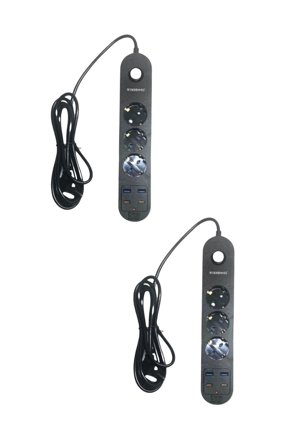 Buffer ® 2'li Termal Akım Korumalı 3 Priz Girişli 2 Usb Girişli 2 Type-c Girişli Pirz