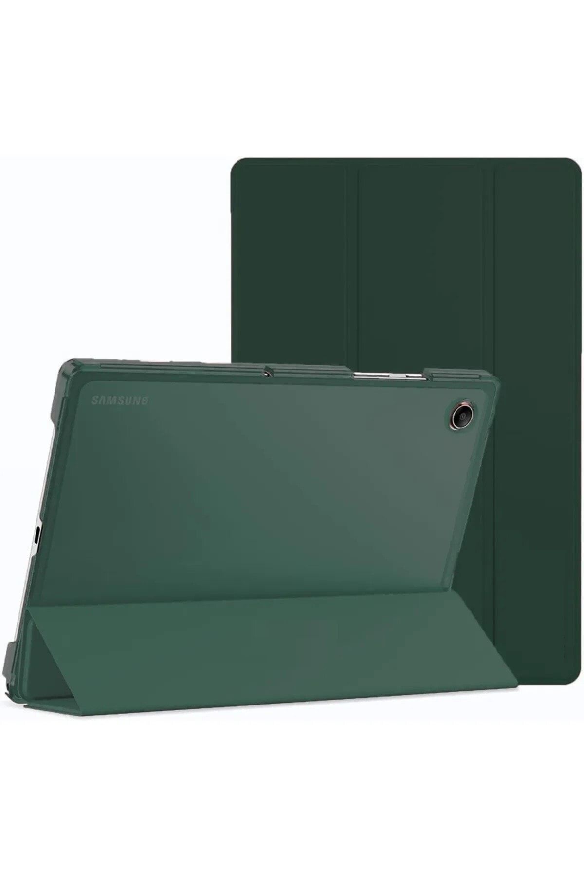 TEKNETSTORE Samsung Galaxy Tab A8 Sm-x200 10.5 Inç Tablet Uyumlu Standlı Akıllı Kılıf Smart Cover Koyu Yeşil